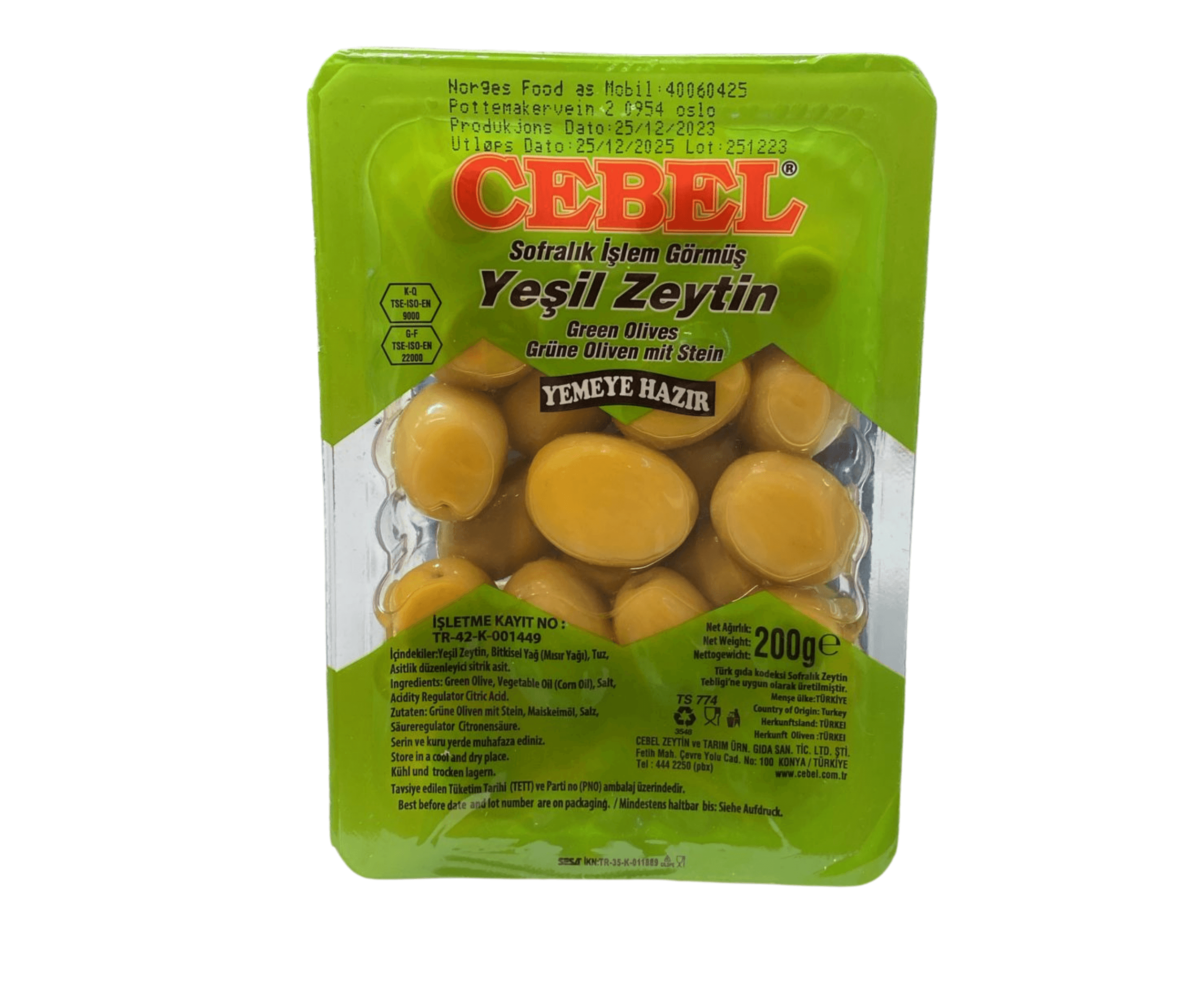 Cebel Grønne Oliven 200g