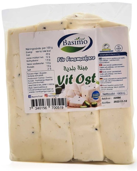 Basimo Hvit Ost Høy Protin & Lav Salt. 800 g