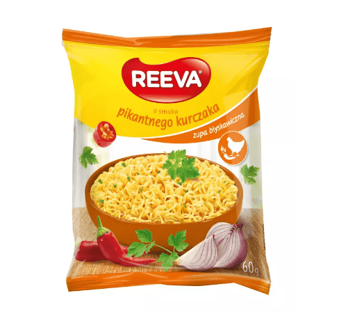 ZUPA BLYSKAWICZNA O SMAKU PIKANTNEGO KURCZAKA 60G REEVA