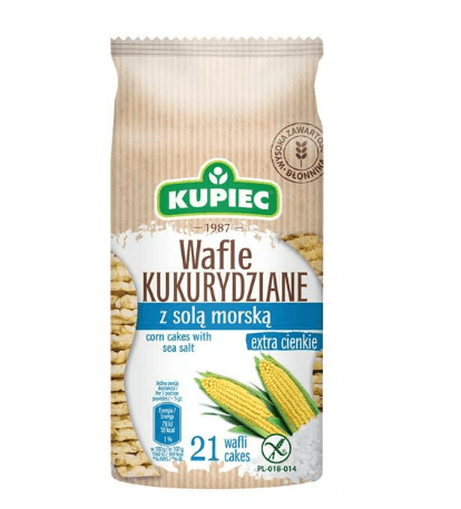 WAFLE KUKURYDZIANE EXTRA CIENKIE Z SOLA MORSKA 105G KUPIEC