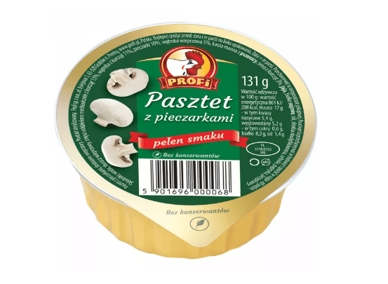 PASZTET Z DROBIEM I PIECZARKAMI 131G PROFI