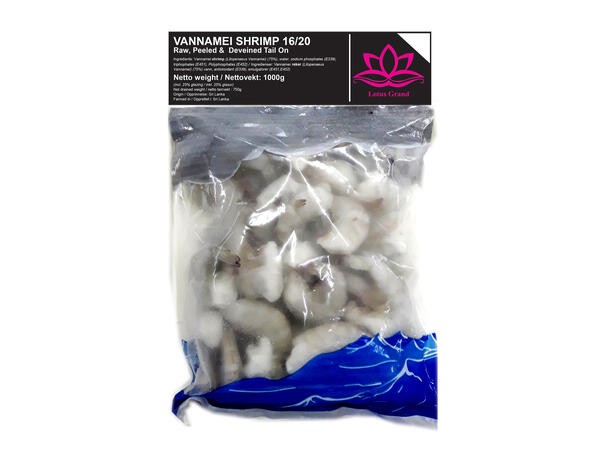 VANNAMEI Peeled Shrimp with tail 16/20 1 kg