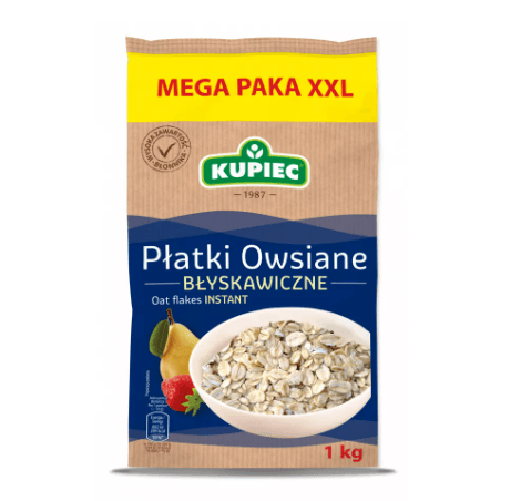 Kupiec Platki Owsiane Blyskawiczne XXL 1kg Folia