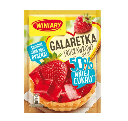 Winiary Galaretka Smak Truskawkowa 50% Less Segar 39g