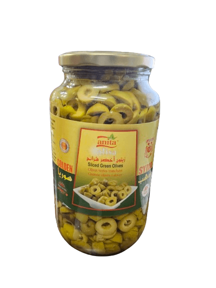 Anita Golden Syria Sliced Green Olives 1250g