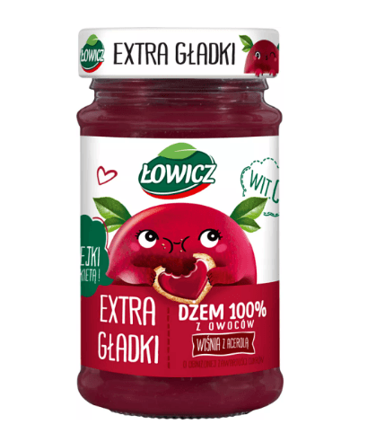 Lowicz Dzem Exstra Gladki Wisnia Wit. C 225g