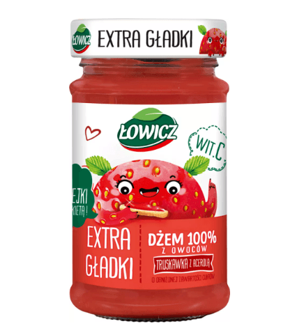 Lowicz Dzem Exstra Gladki Truskawka Wit. C 225g