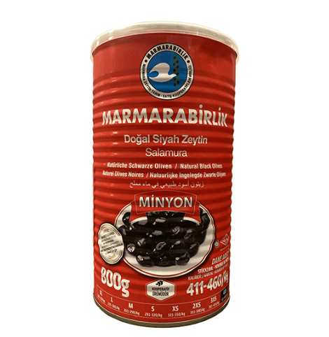 Marmarabirlik Svarte Oliven Tinn Minyon 4XS 1200gr -800g