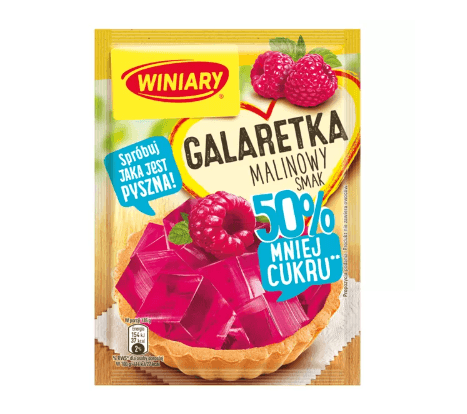 Winiary Galaretka Smak Malinowa 50% Less Sugar 39g