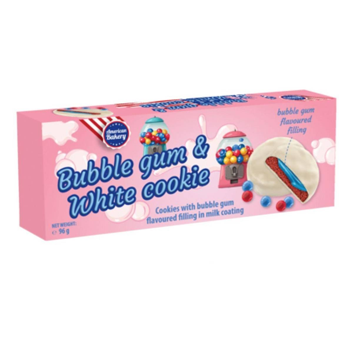 American Bakery Bubble Gum White Cookies 96g