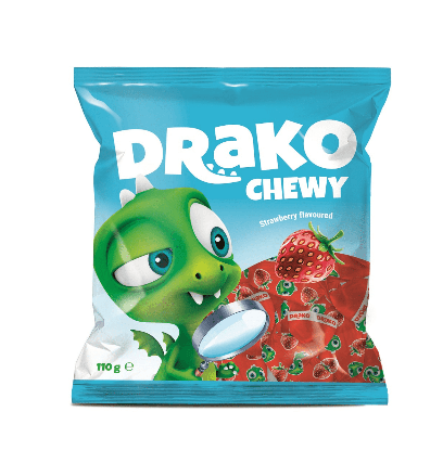 Tyggegodteri med jordbær smak DRAKO 110g