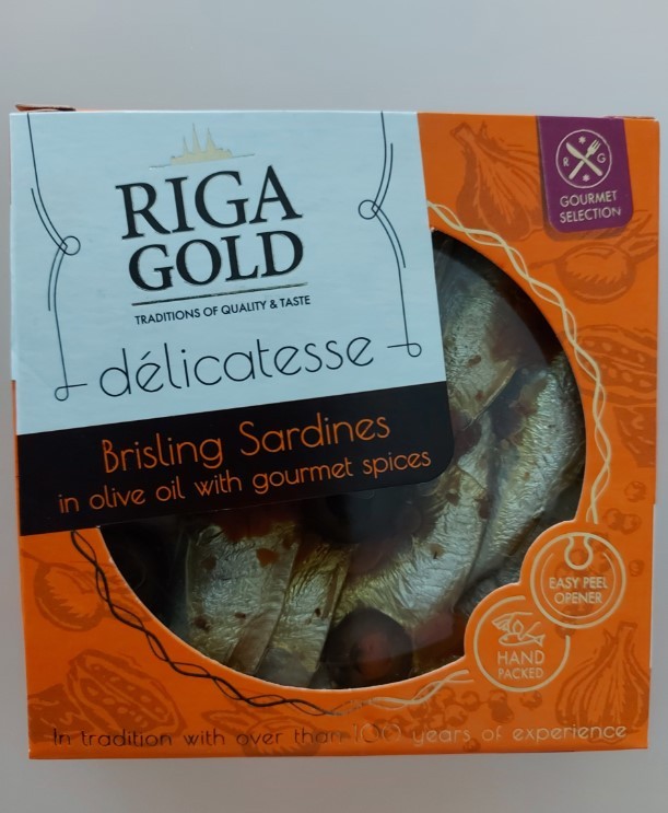 SARDINER RIGA GOLD I OLIVENOLJE M/KRYDDER 120G