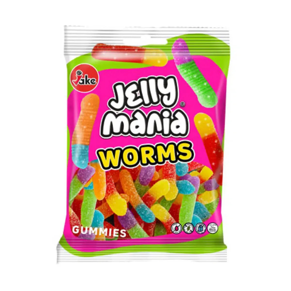 Jelly Mania Sour Worms Halal 100g 