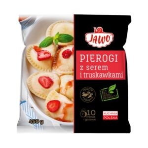 Jawo "Pierogi domowe" med cottage cheese og jordbær 450 g