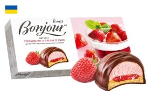 Dessert kjeks Bonjour jordbær og krem smak 232 gr - Ukraina -