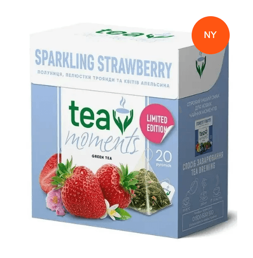 Grønn te i pyramidene "Sparkling strawberry" Tea moments 34g