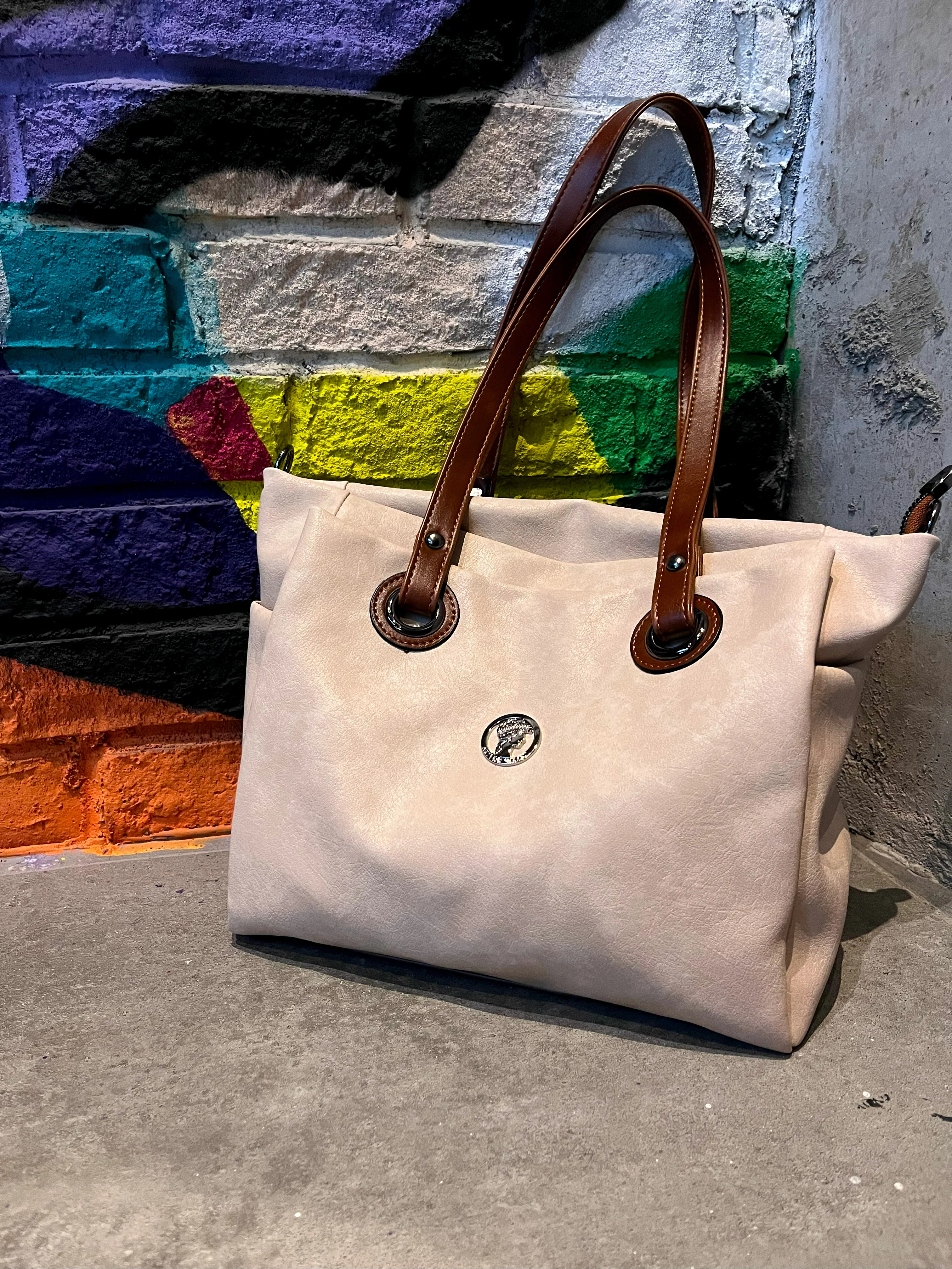 Okul Tarzı Spor Omuz ve Kol Çantası - Vizon