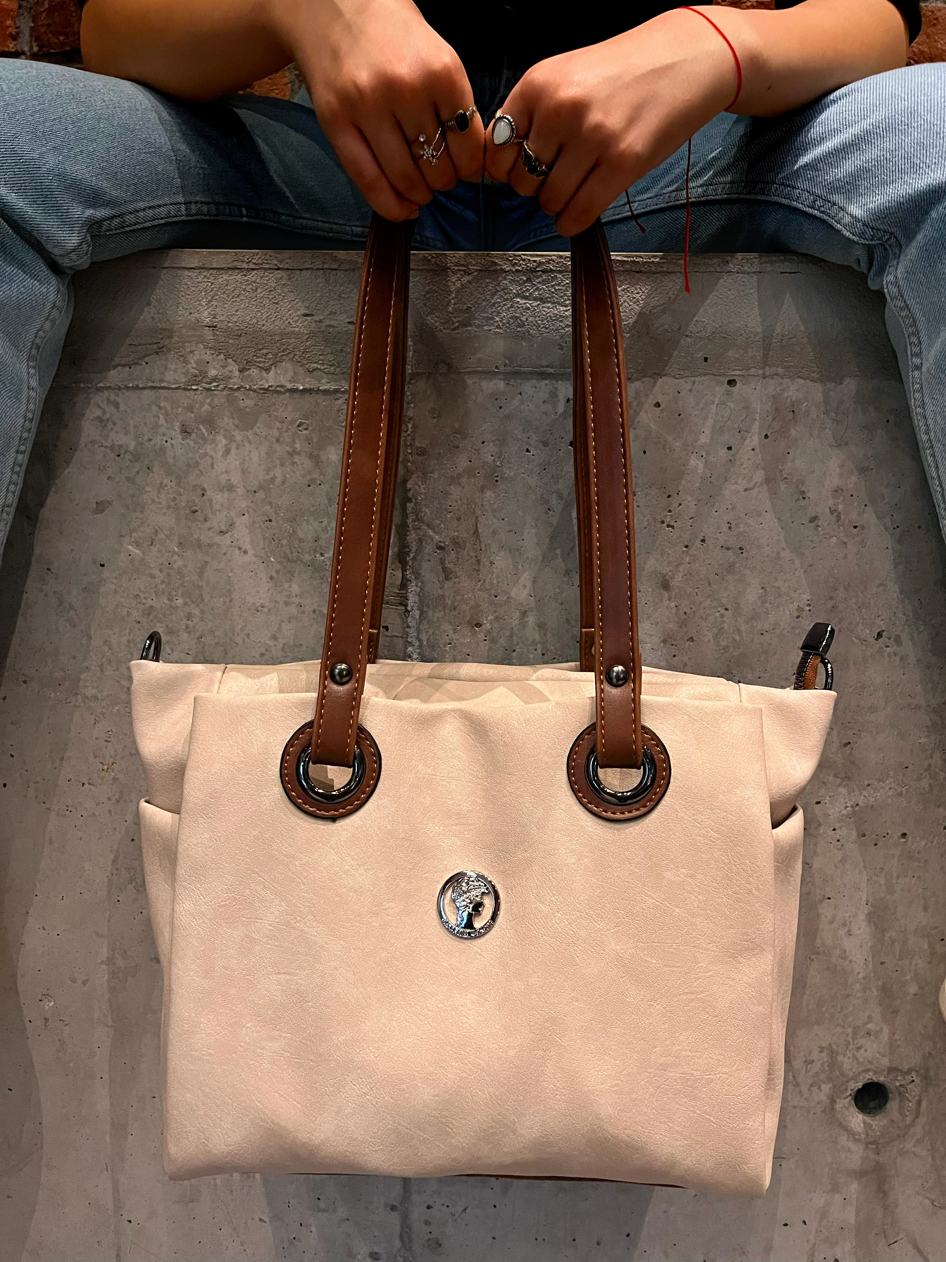 Okul Tarzı Spor Omuz ve Kol Çantası - Vizon