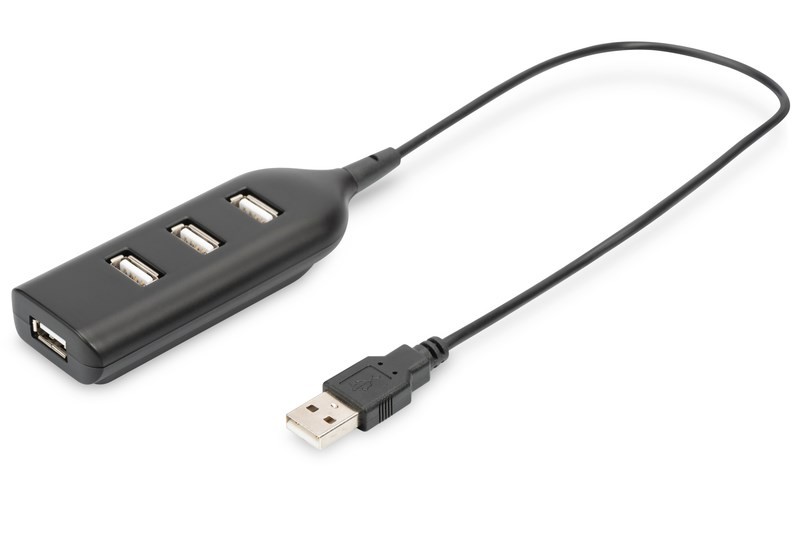 Digitus USB2.0 Çoklayıcı 30cm Kablo Siyah(4 Port)