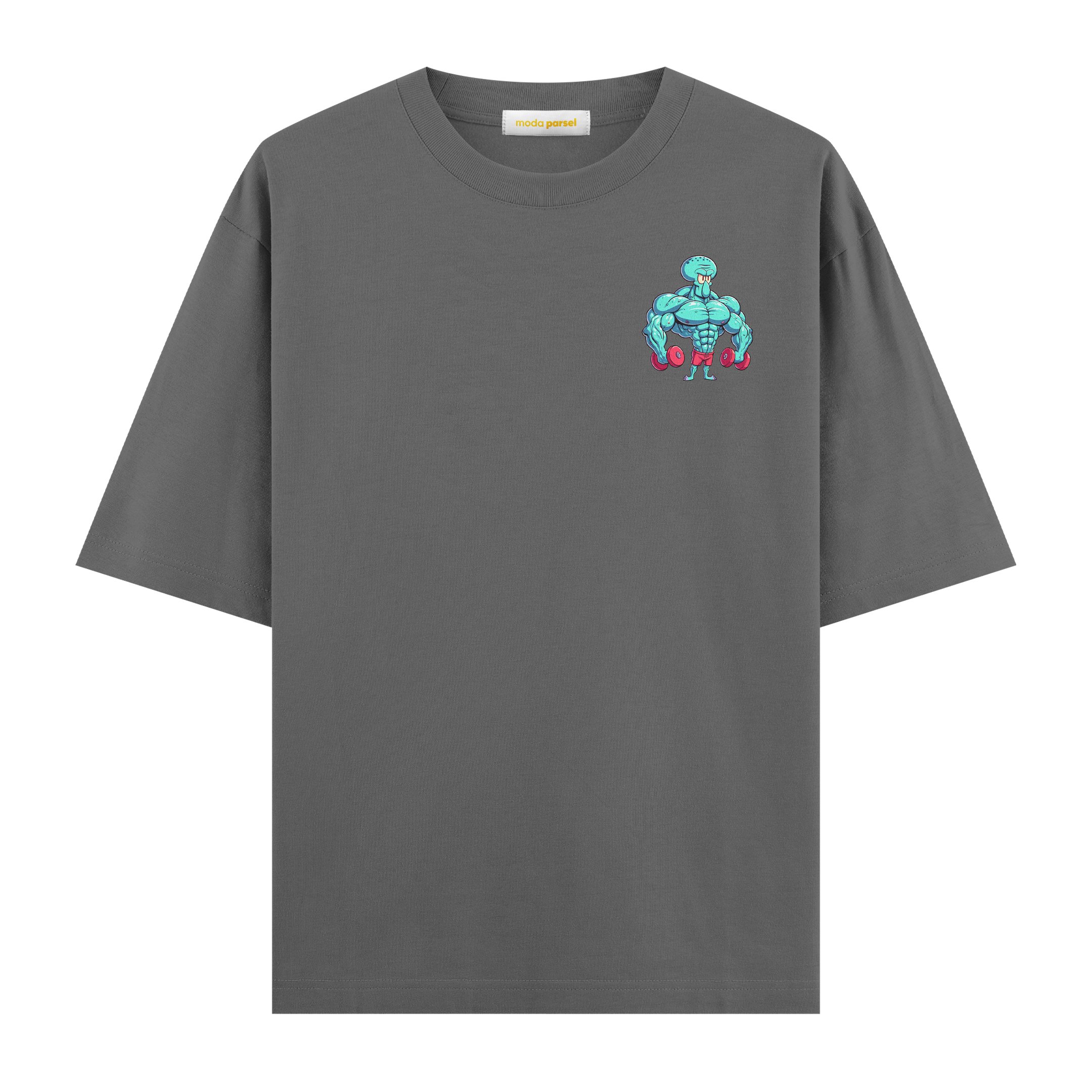 Squidward Dokunaç Fitness - Oversize T-shirt - Gri