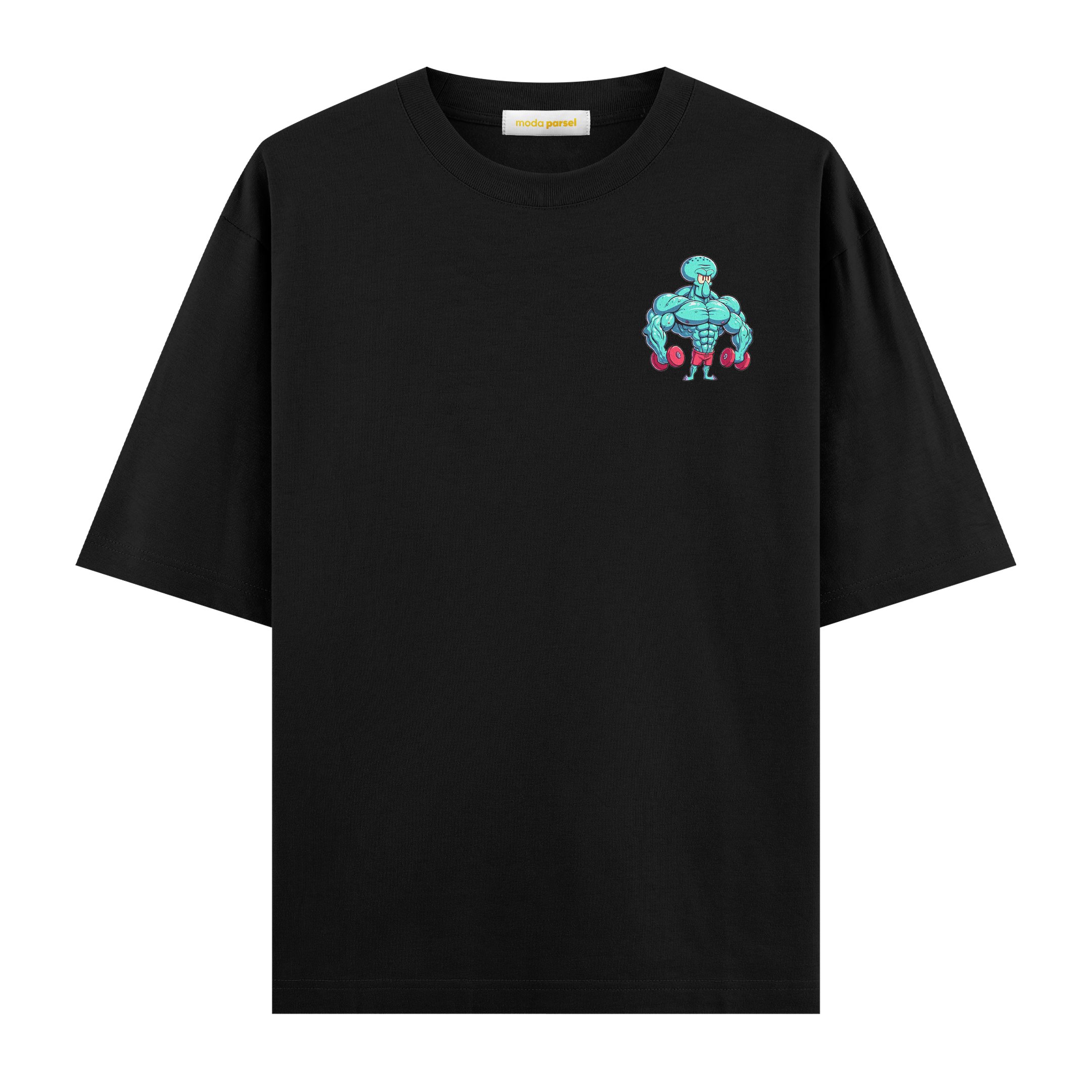 Squidward Dokunaç Fitness - Oversize T-shirt - Siyah