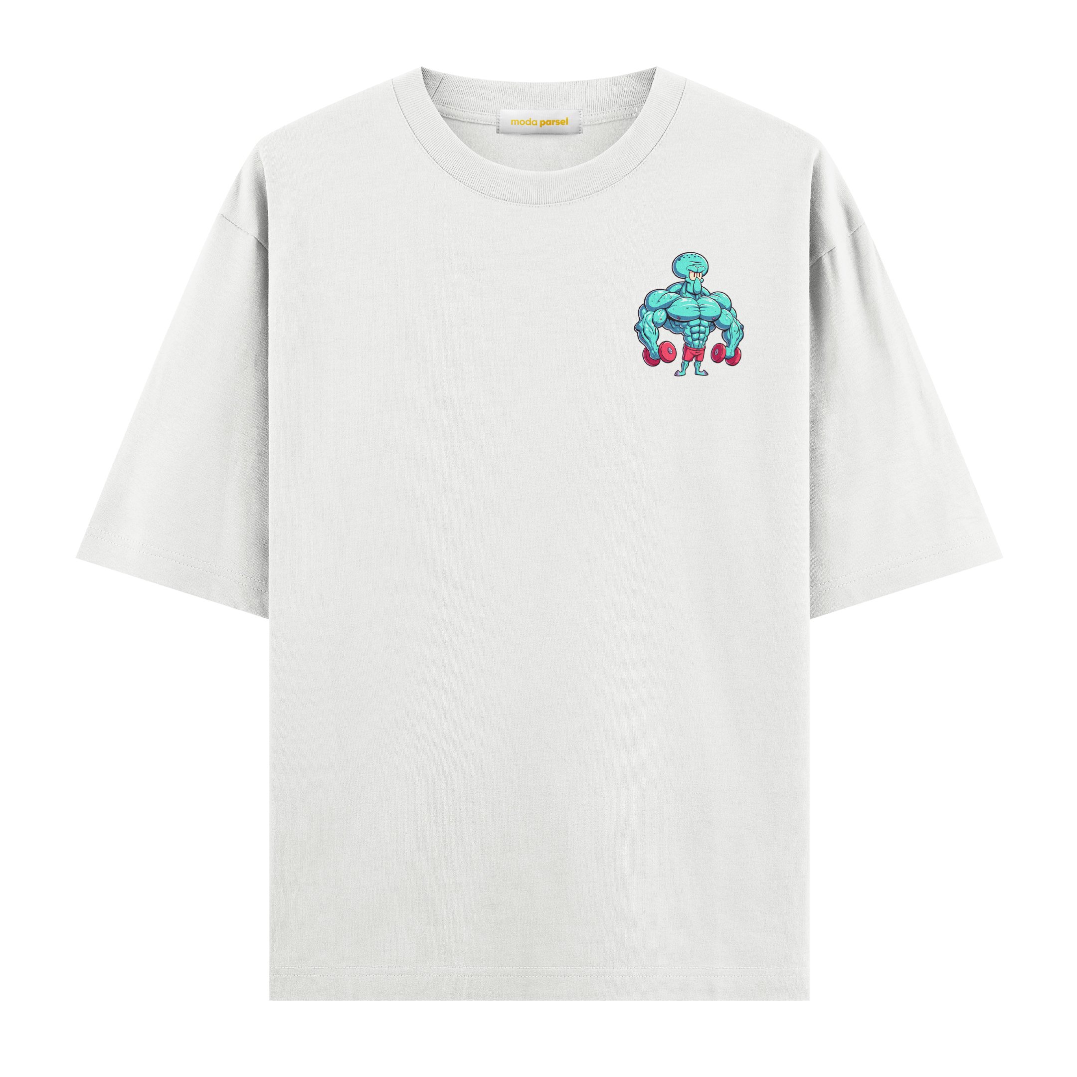 Squidward Dokunaç Fitness - Oversize T-shirt - Beyaz