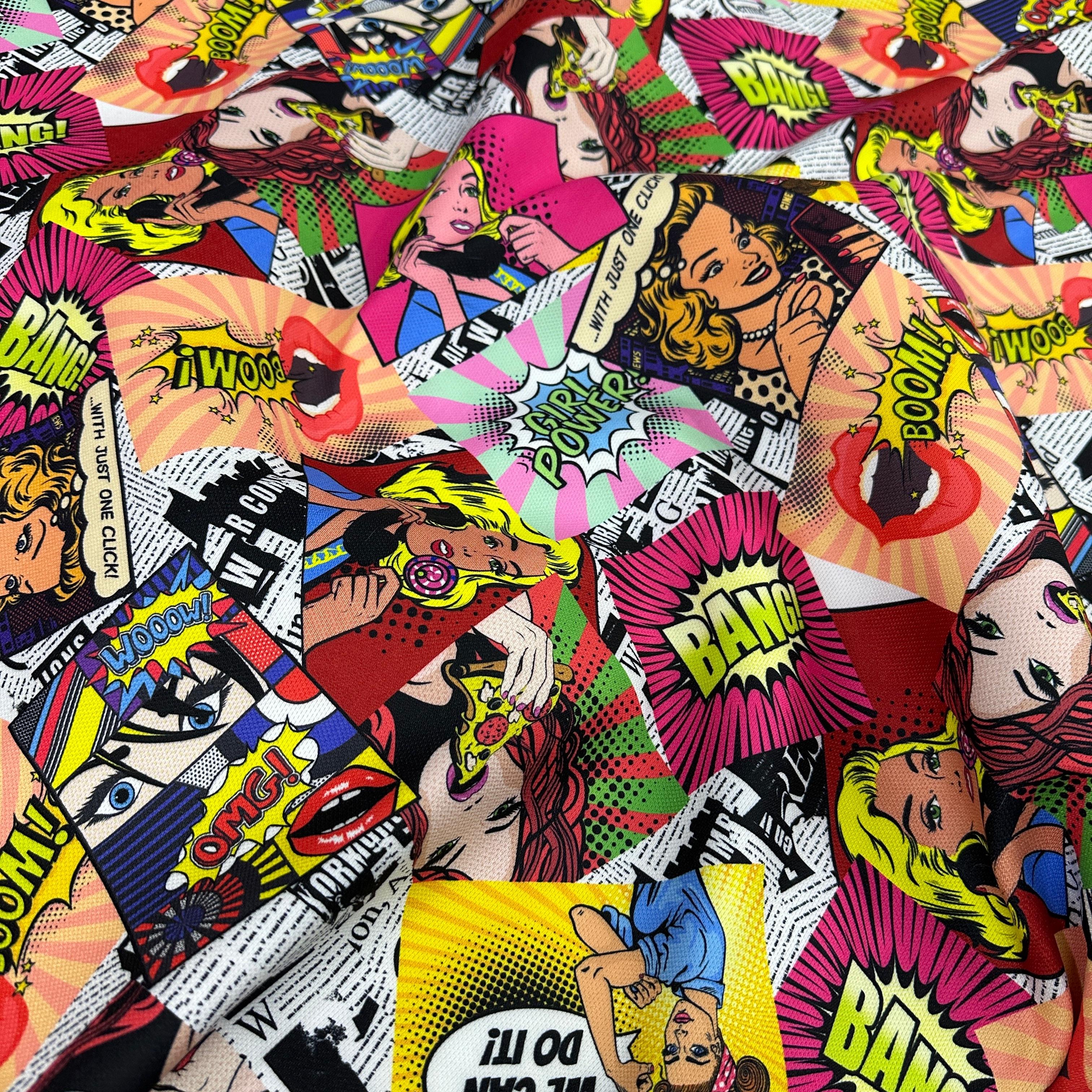 Girls Comic Pop Art Dijital Baskı Kumaş