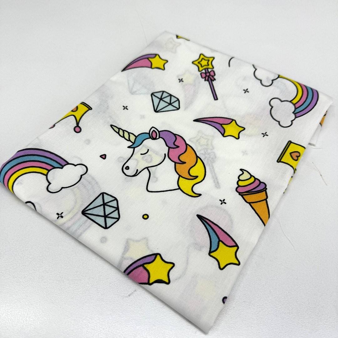 Rengarenk Unicorn 50*50 cm Parça Poplin Kumaş