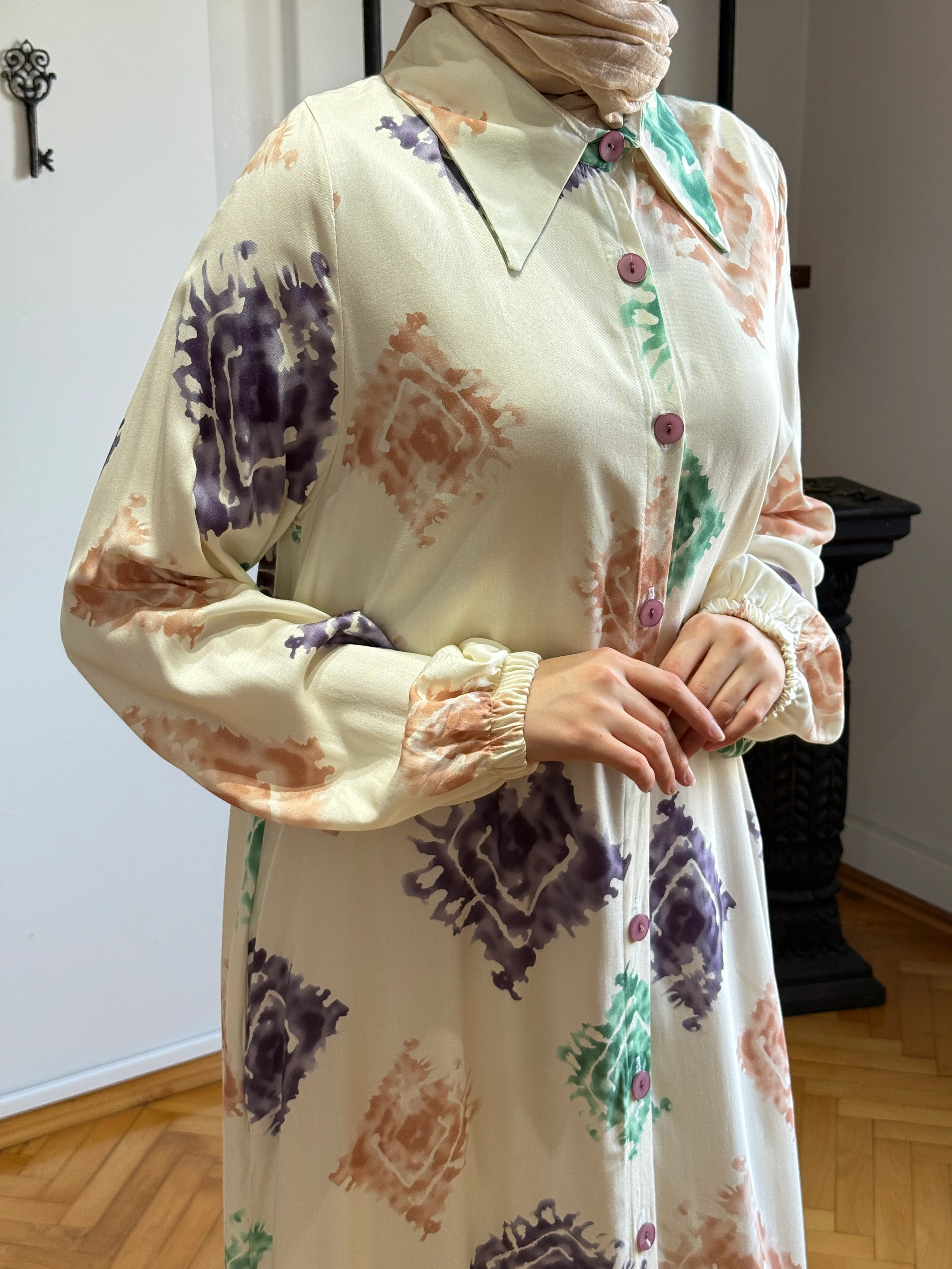 Boy Düğmeli Pamuk Gömlek Elbise 1892 NAVRA | FENDEL - lila