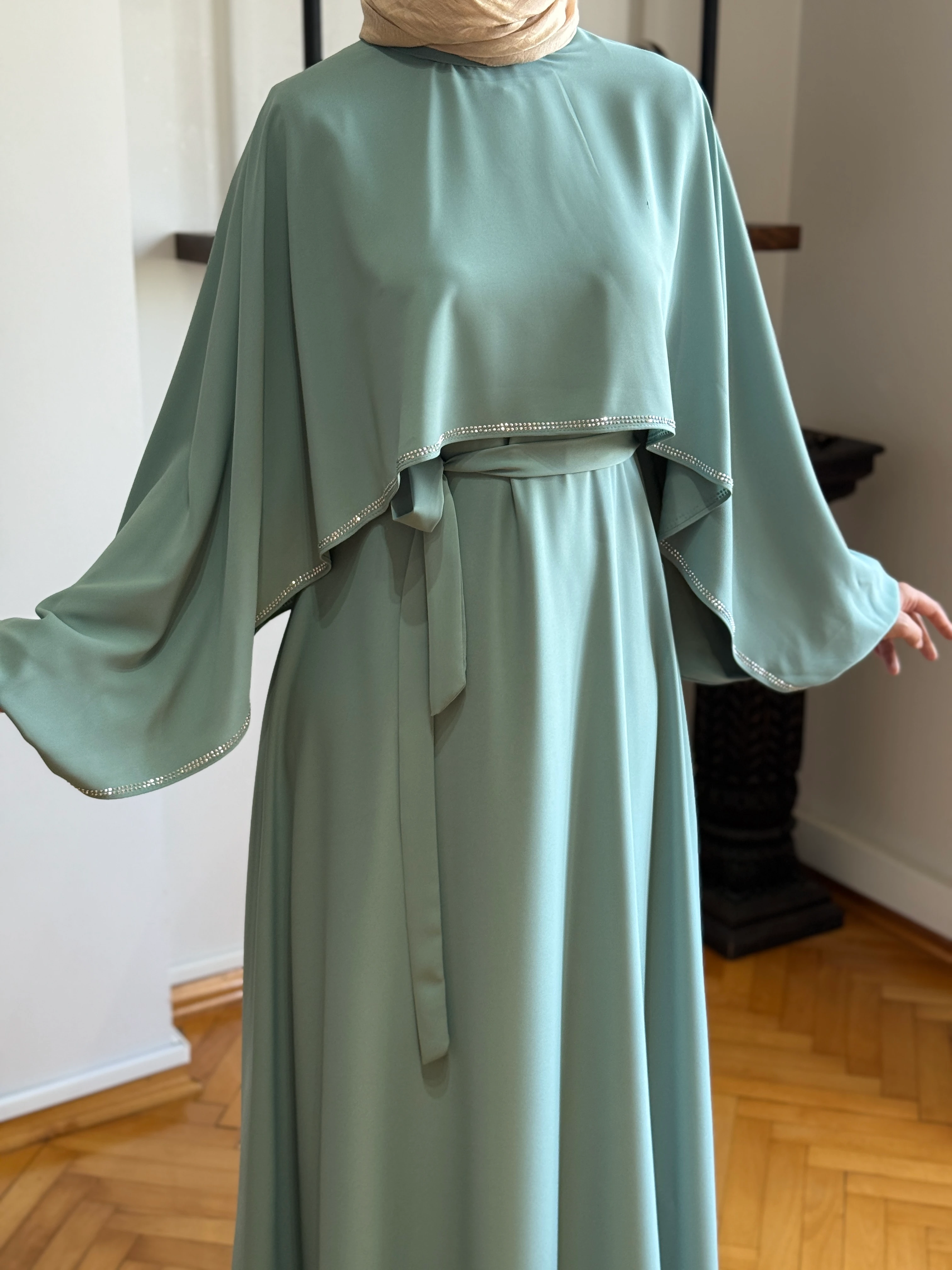 Taşlı Yarasa Kol Abiye 5066 NAVRA | FENDEL - çağla