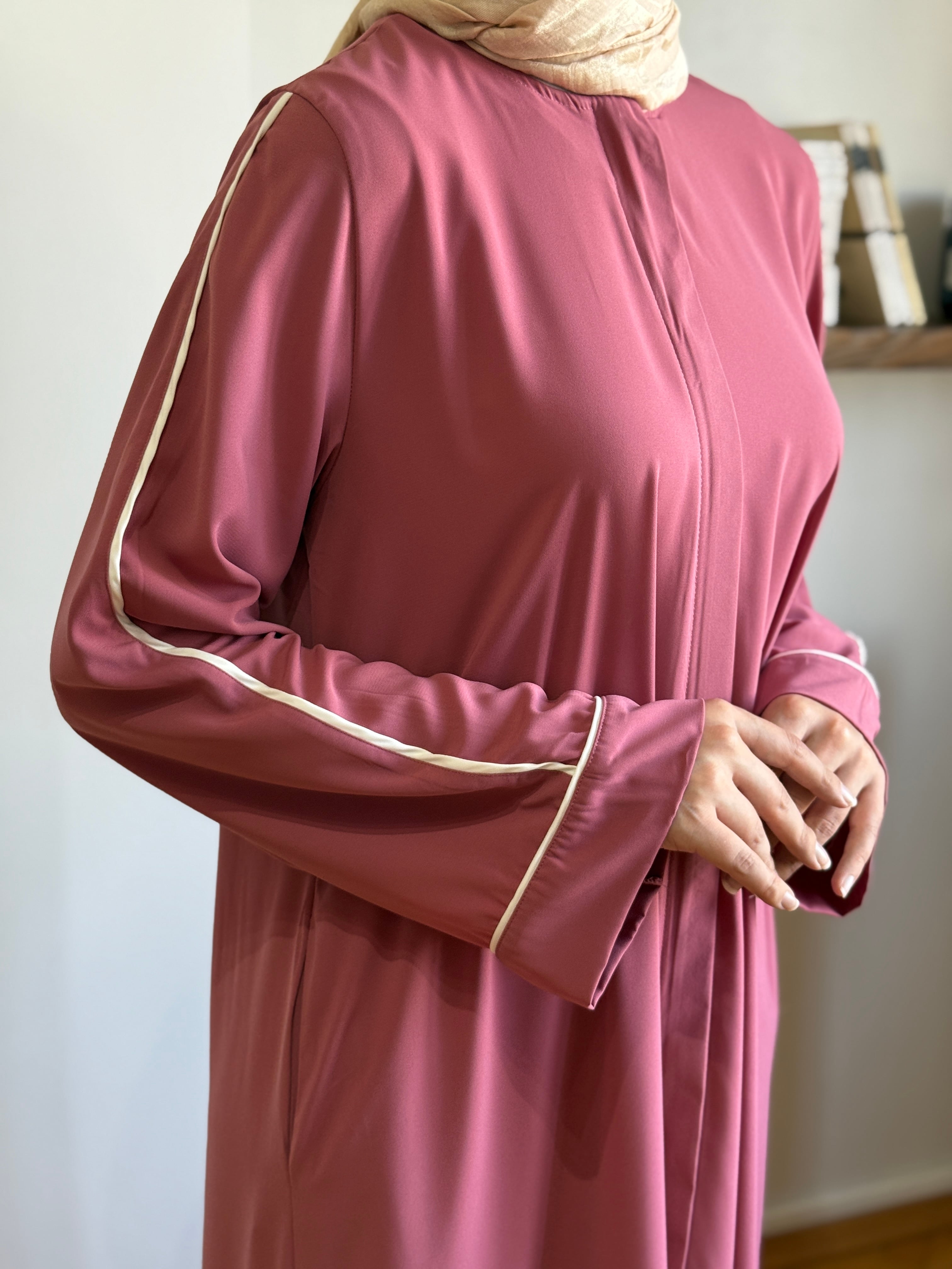 Gizli Patlı Biyeli Abaya Kol Ferace 5058 - pudra