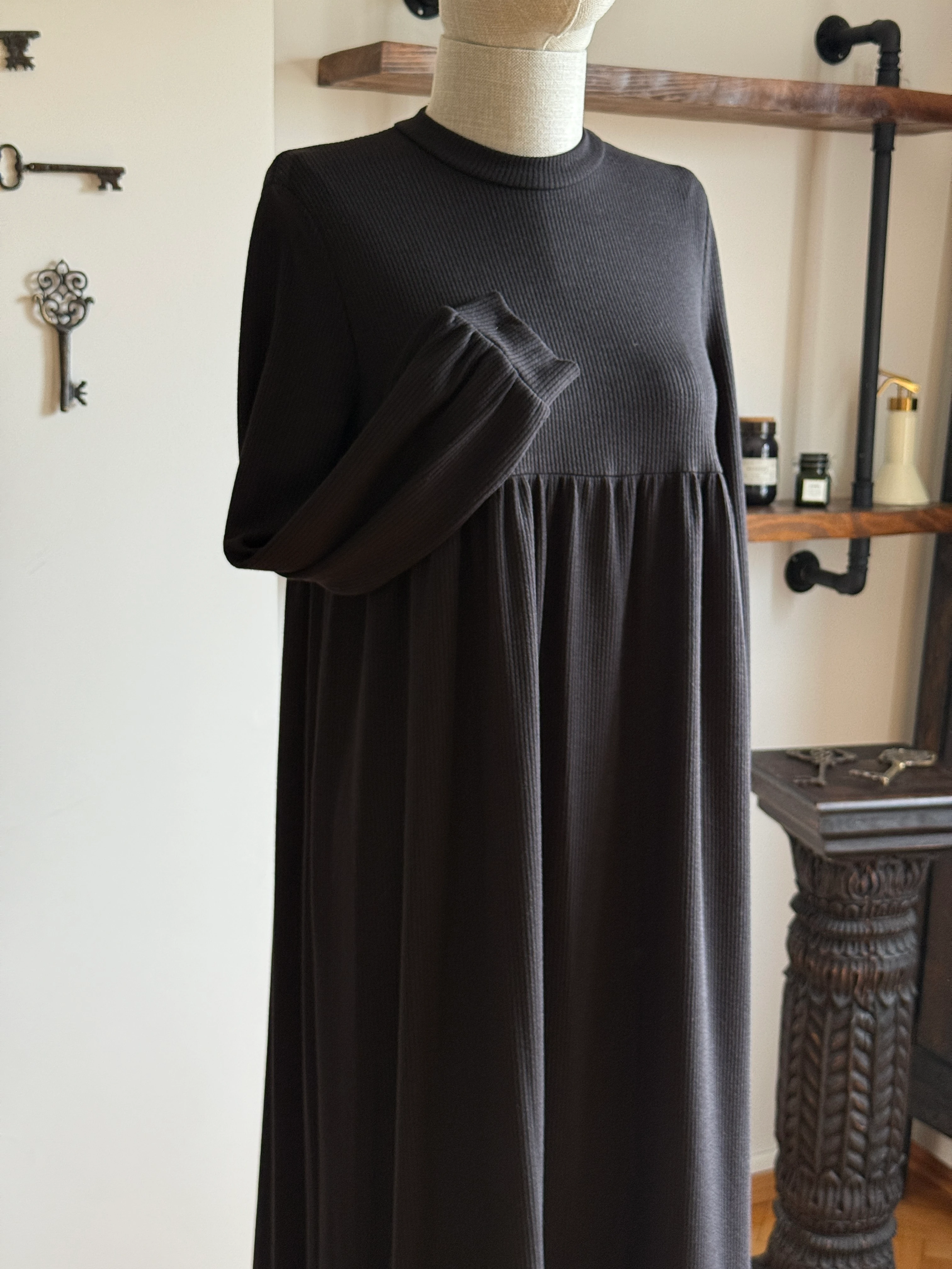 Bel Büzgülü Çift Bantlı Örme Elbise 2316 NAVRA | FENDEL