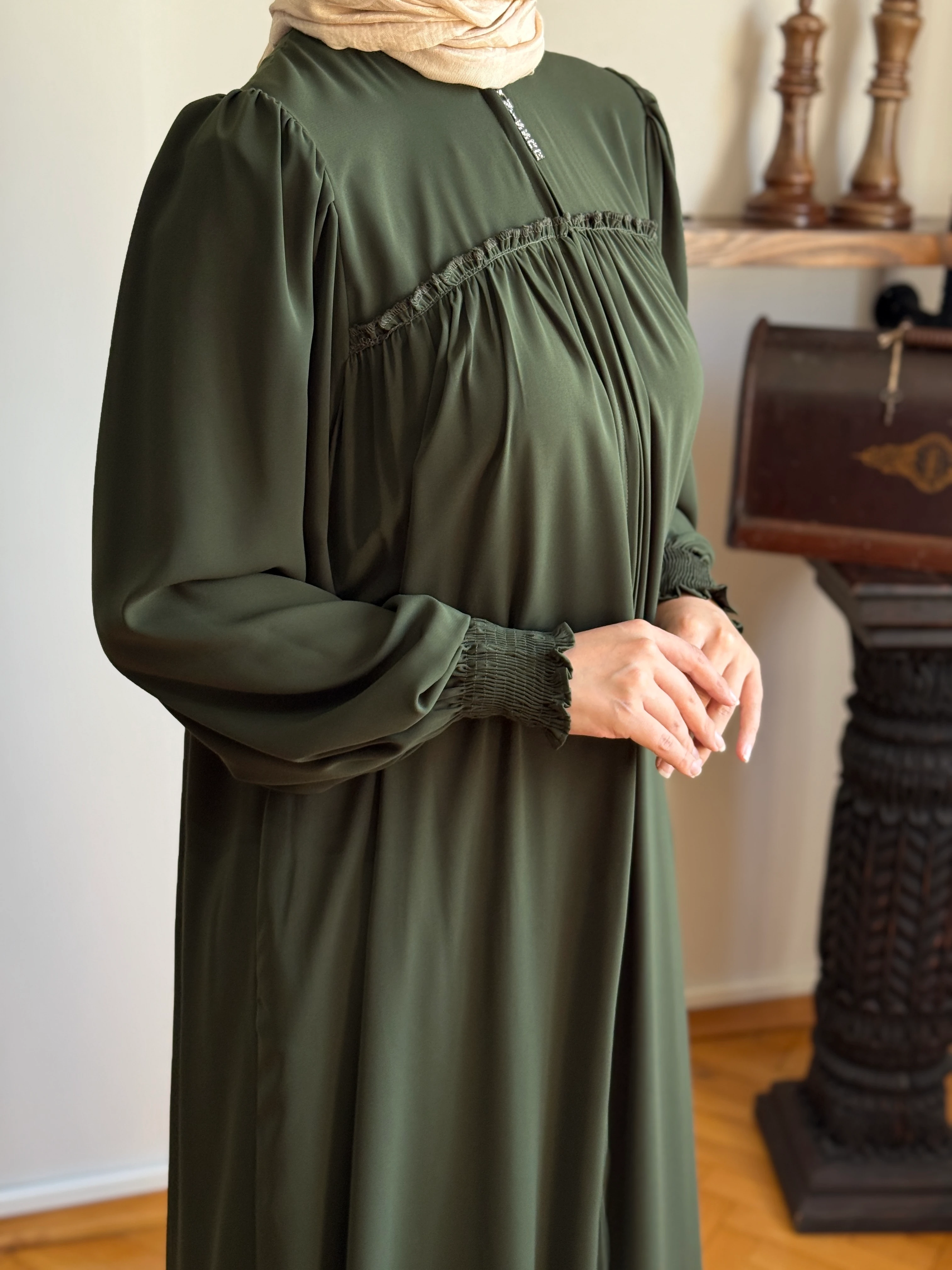 Robalı Medine İpeği Ferace 5008 NAVRA | FENDEL - koyu haki