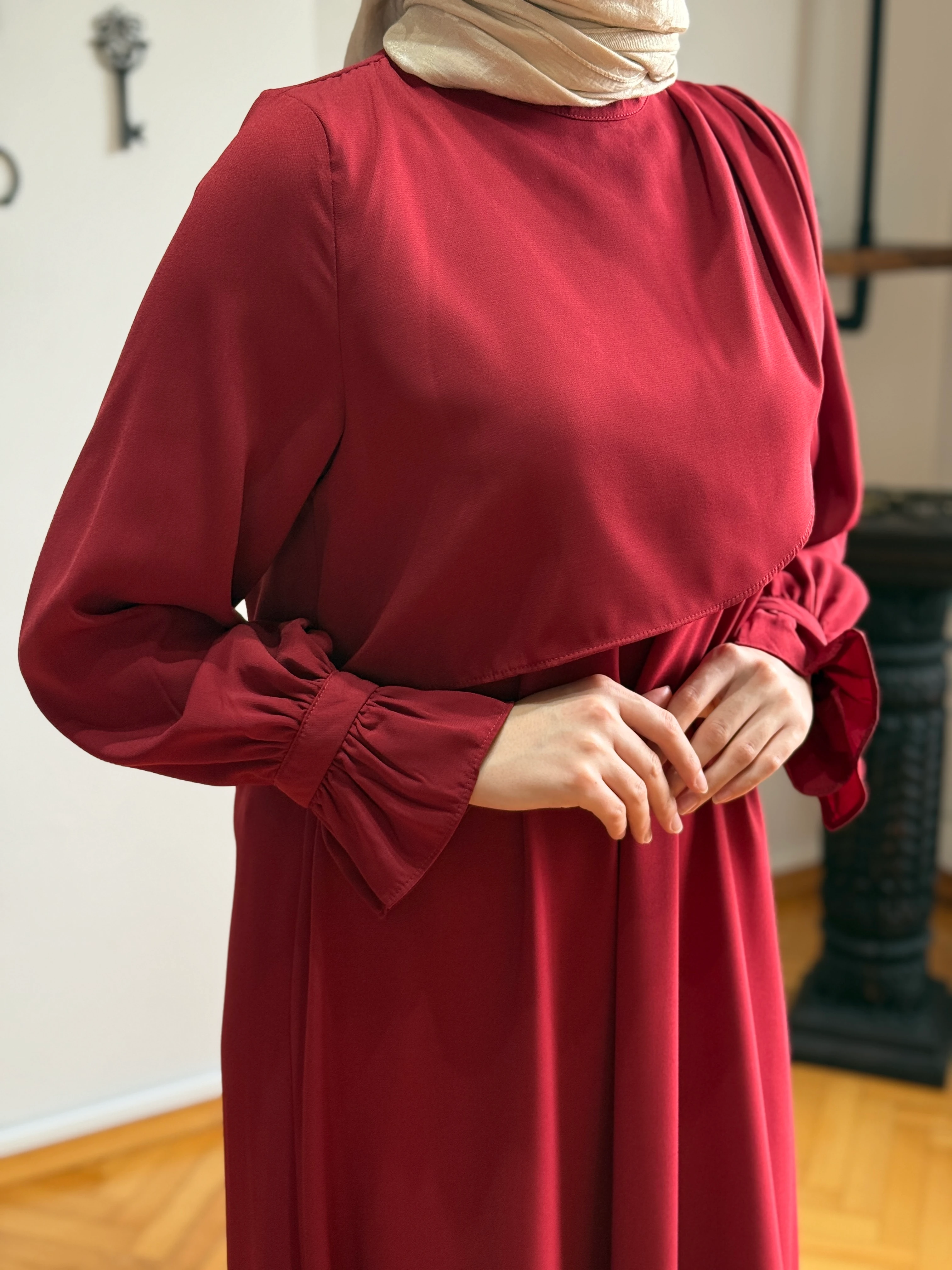 Anvelop Detaylı Krep Elbise 5085 NAVRA | FENDEL