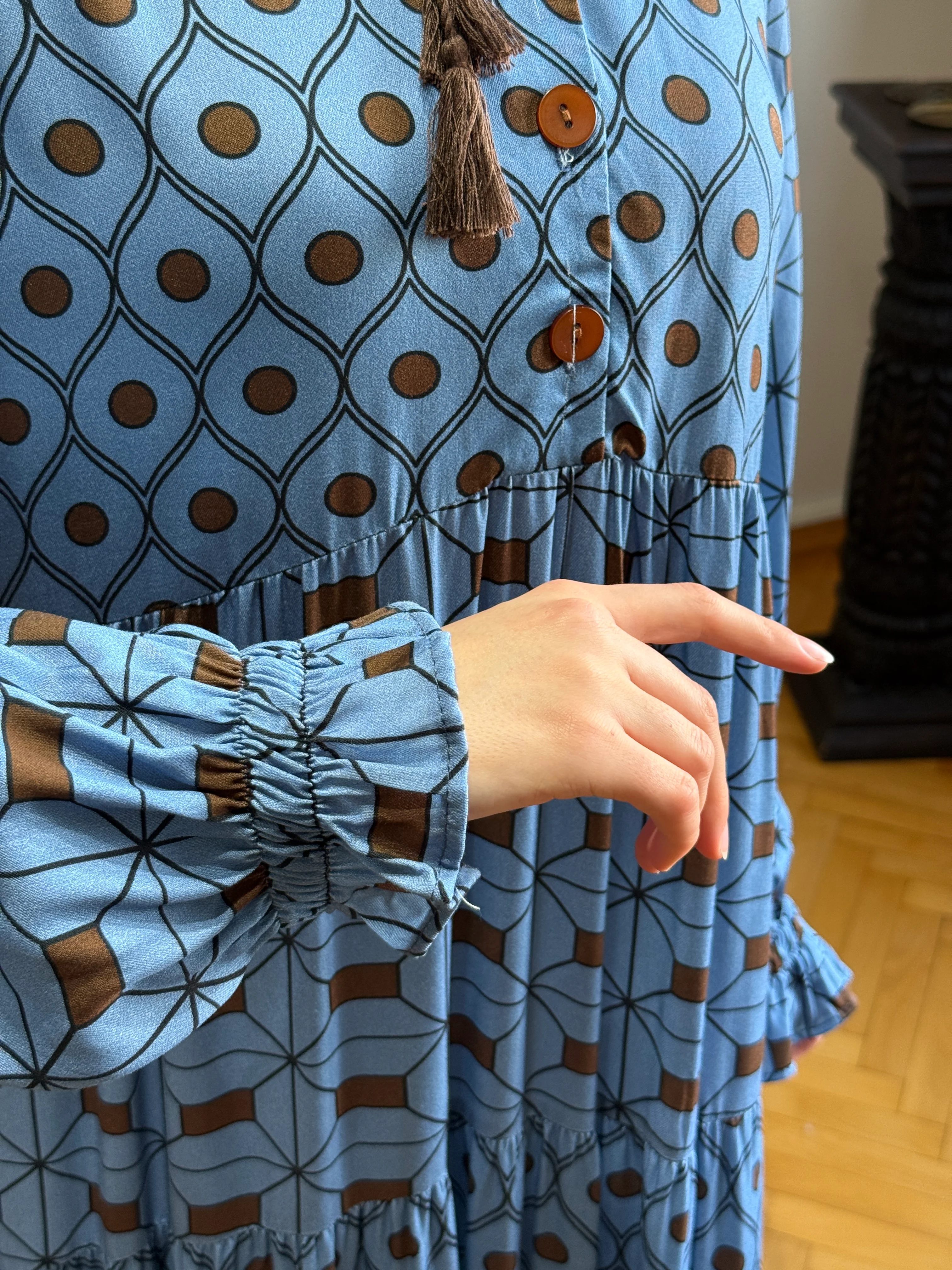 Yaka Fırfırlı Çingene Pamuk Elbise 1895 NAVRA | FENDEL