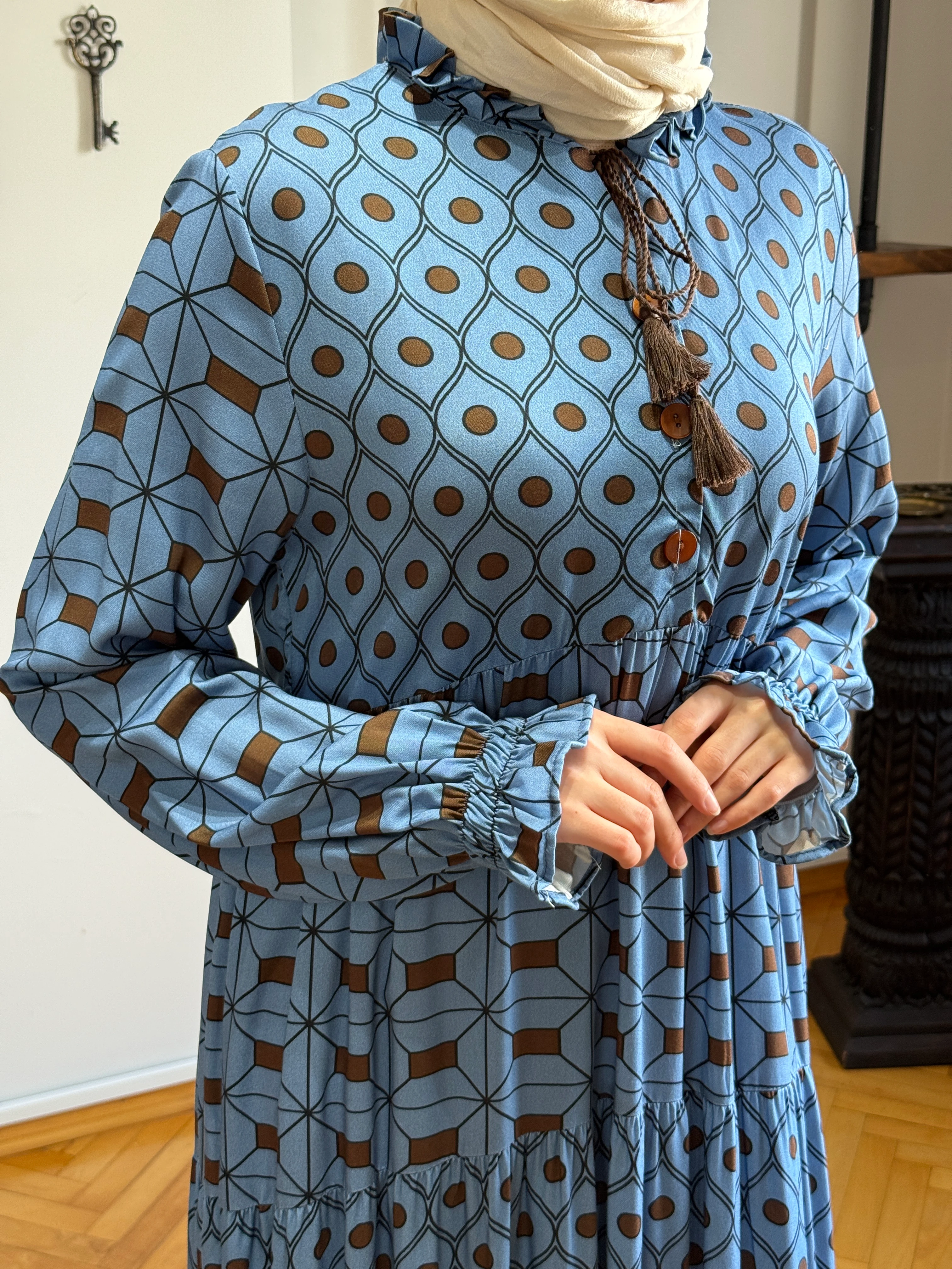 Yaka Fırfırlı Çingene Pamuk Elbise 1895 NAVRA | FENDEL