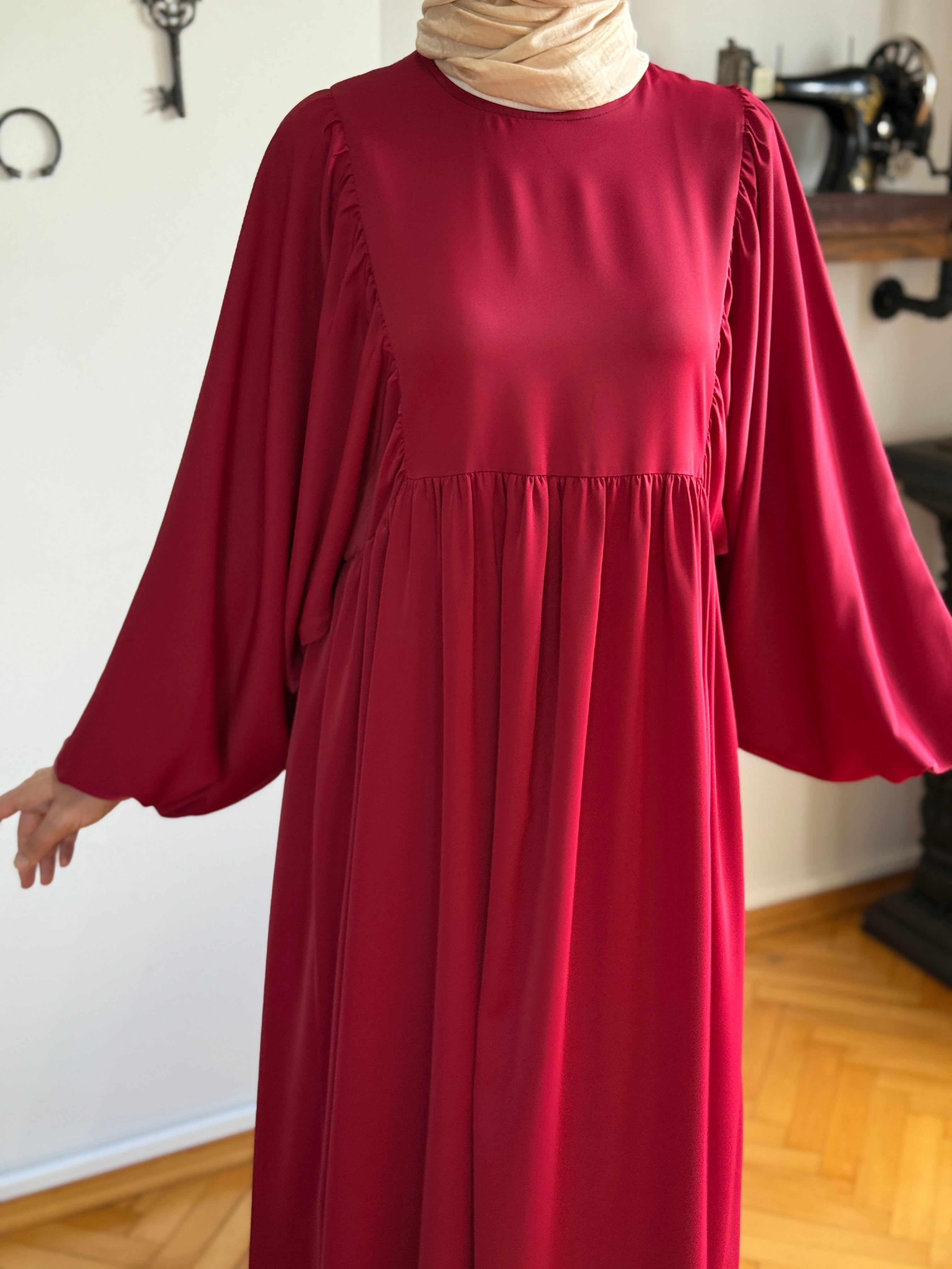 Balon Kollu Oversize Elbise 5096