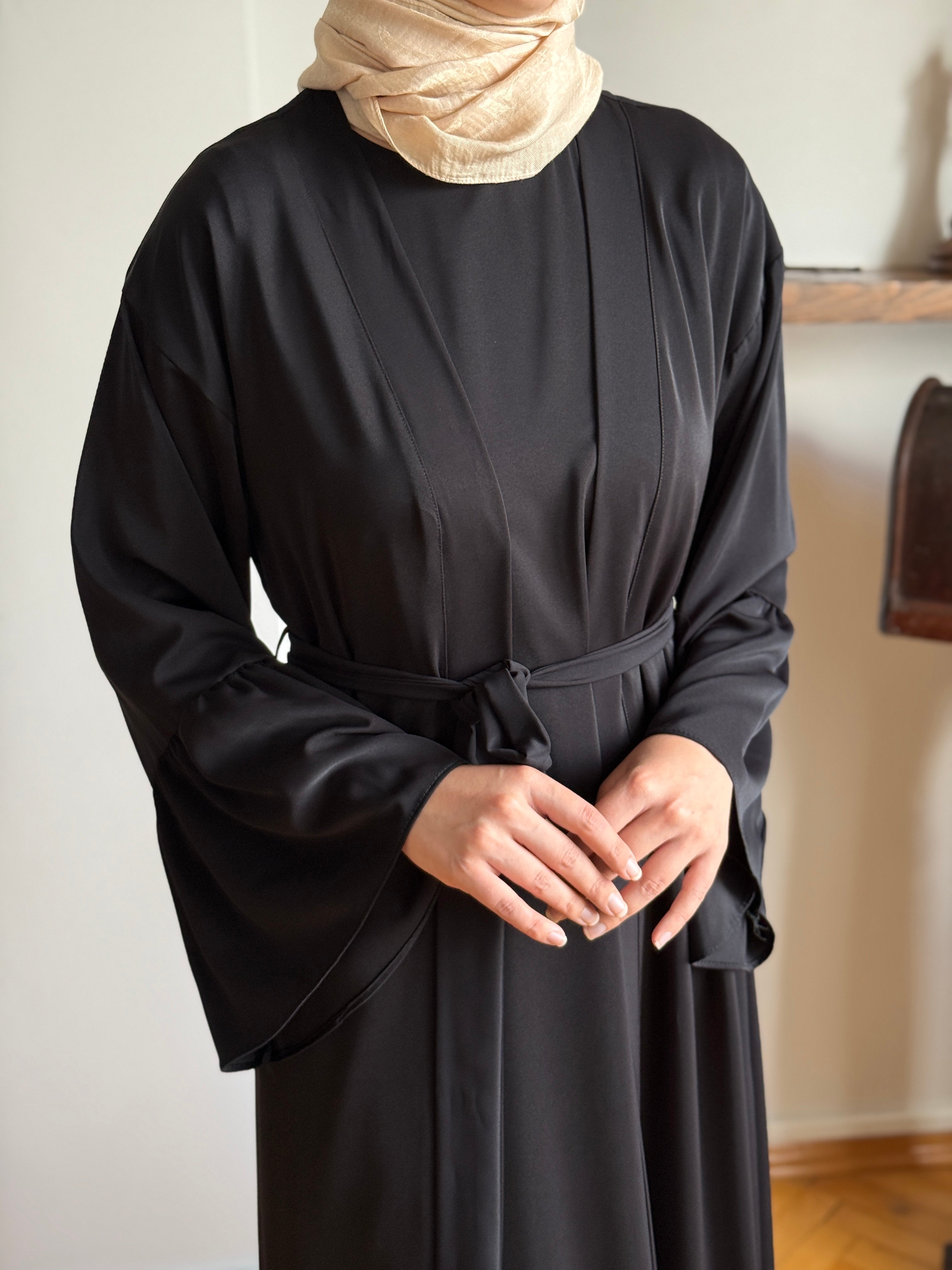 Fırfırlı Ikili Takım Abaya 5038 - siyah