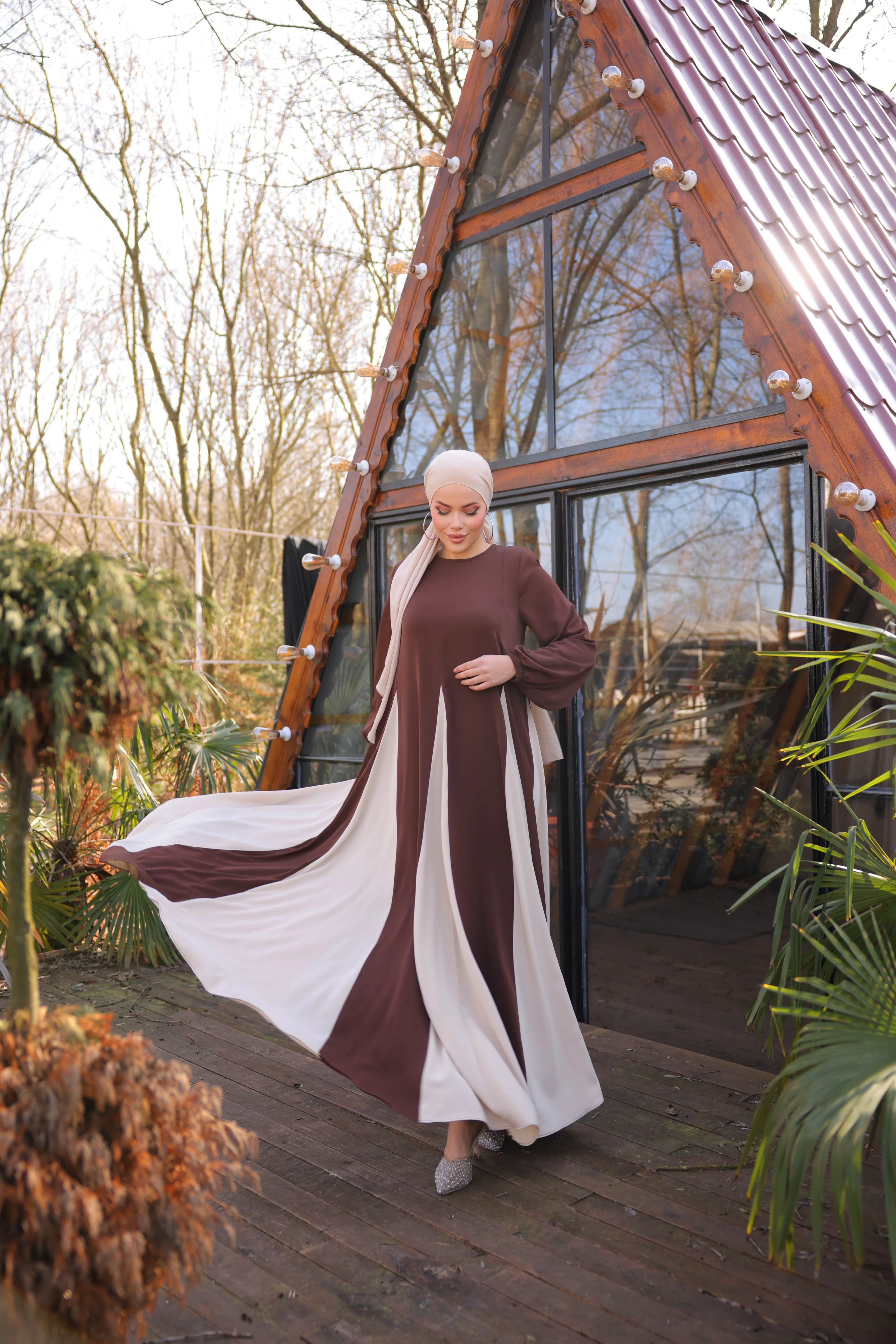 Üçgen Garnili Semazen Elbise 5080 NAVRA | FENDEL