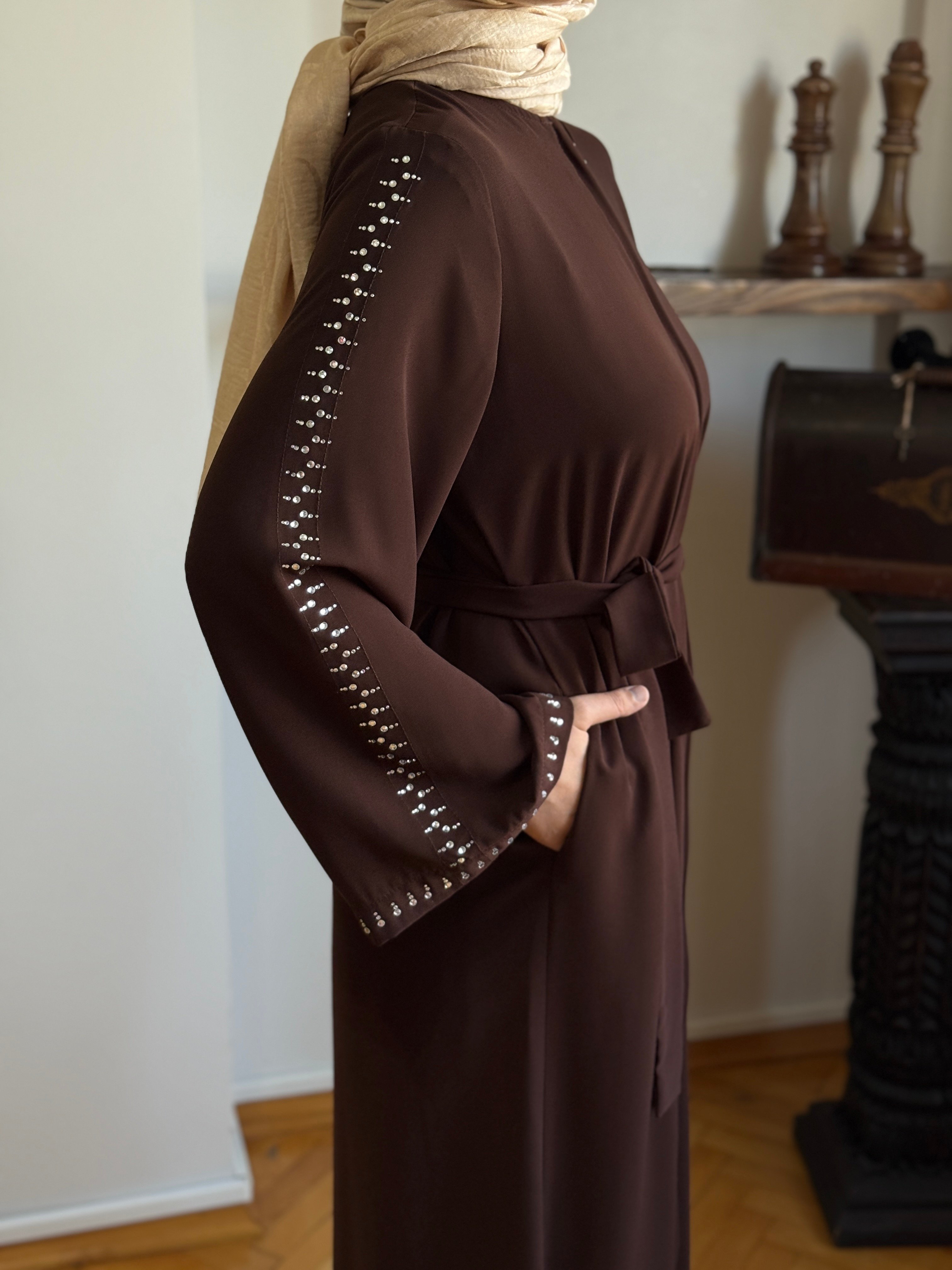 Premium Taşlı Mevlana Ferace 5049