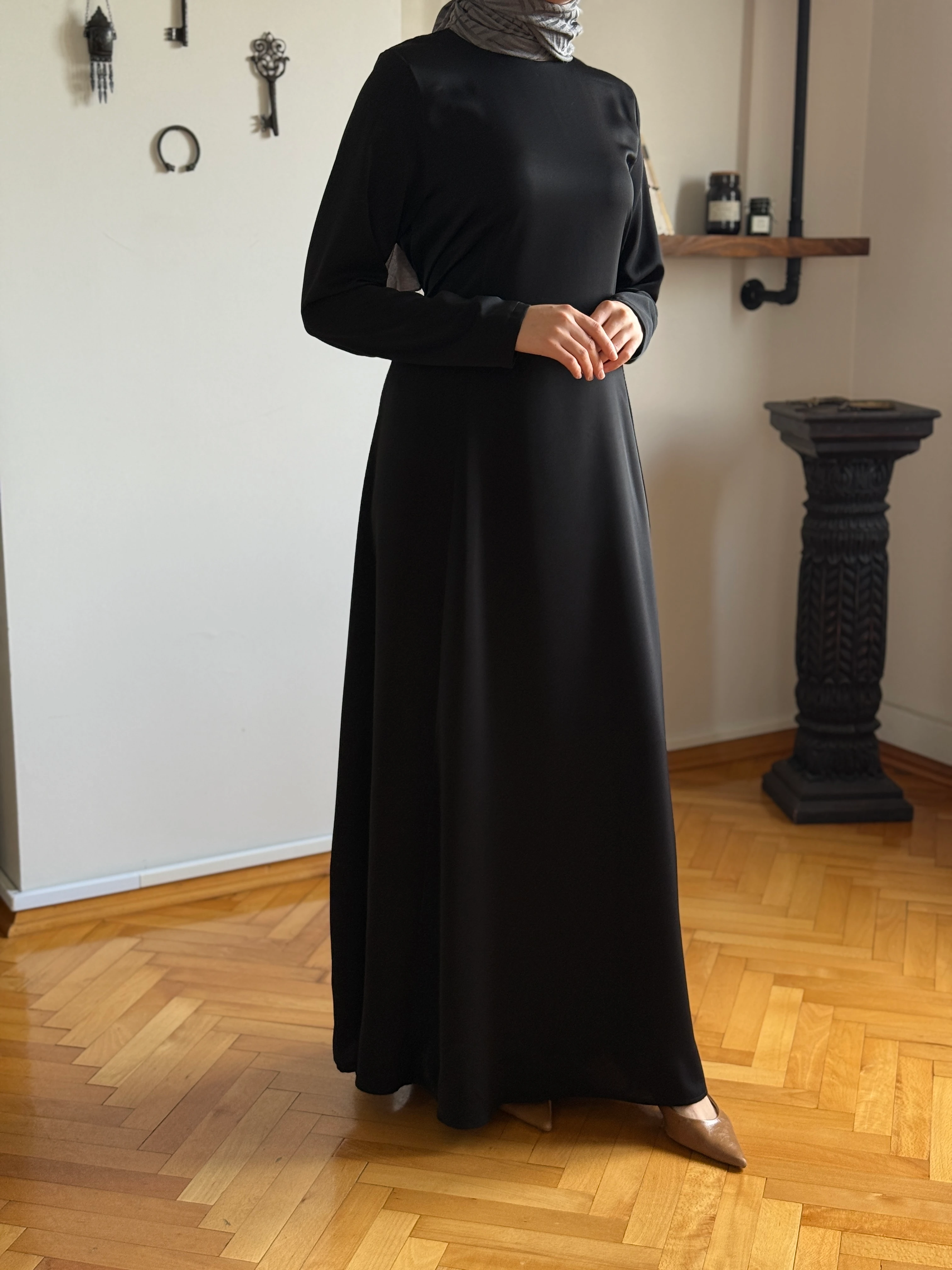 Pelerinli Bel Bağlamalı Elbise 1002 NAVRA | FENDEL