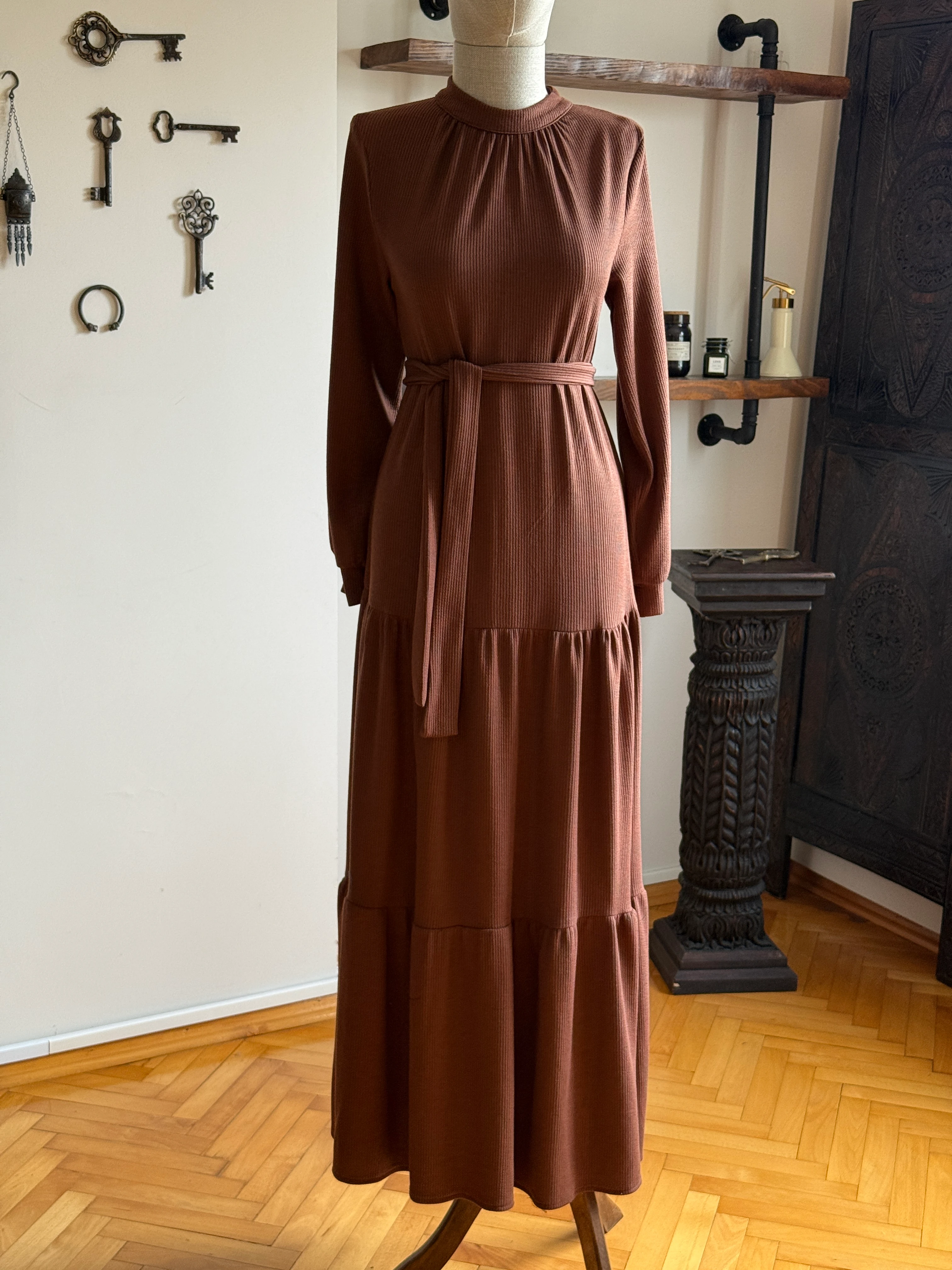 Hakim Yaka Çingene Model Örme Elbise 2400 NAVRA | FENDEL