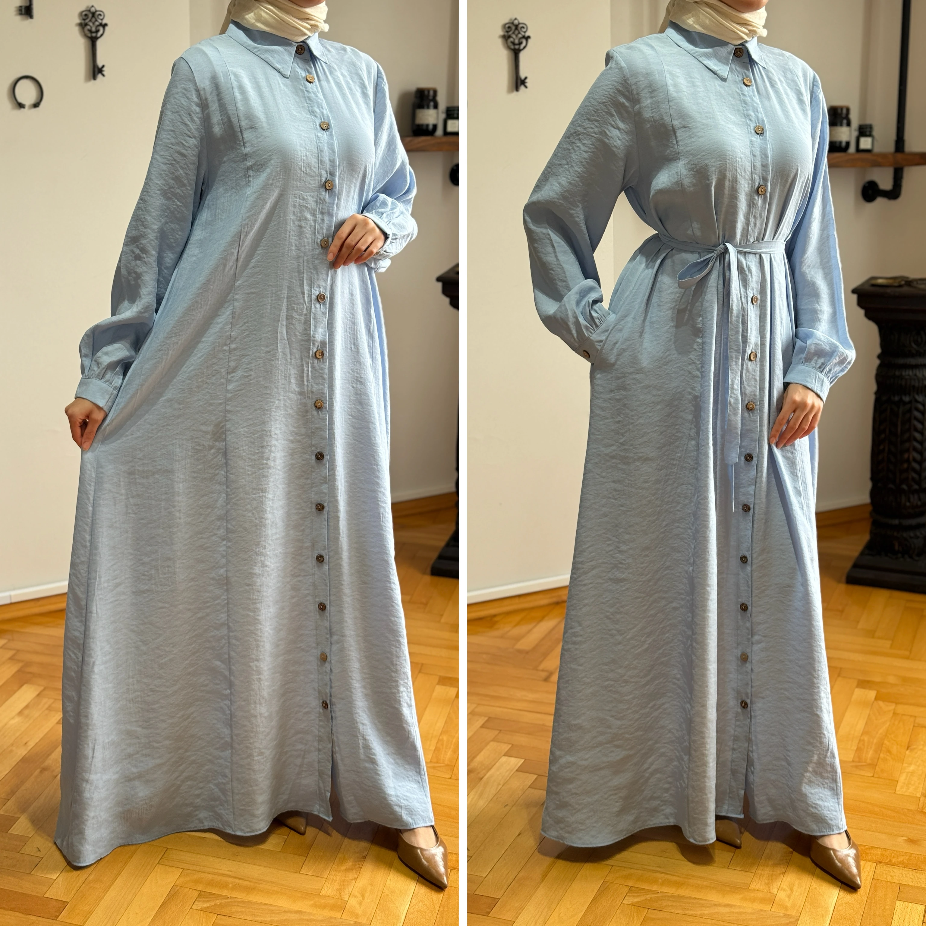 Kuplu Boy Düğmeli Cupra Ferace 1008 NAVRA | FENDEL - bebe mavisi