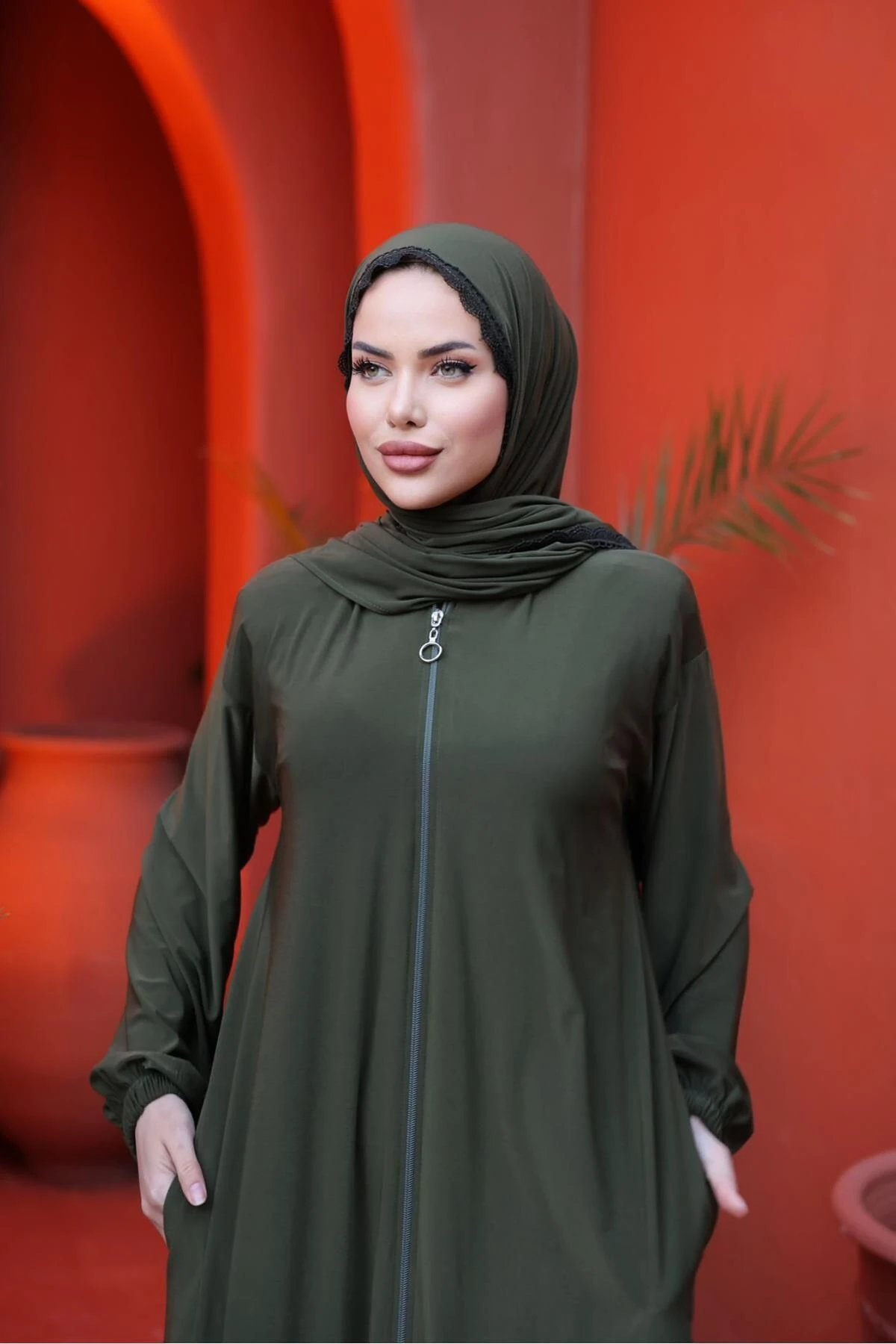 Haki Dantel Detaylı Namazlık Nsr5046 NAVRA | FENDEL