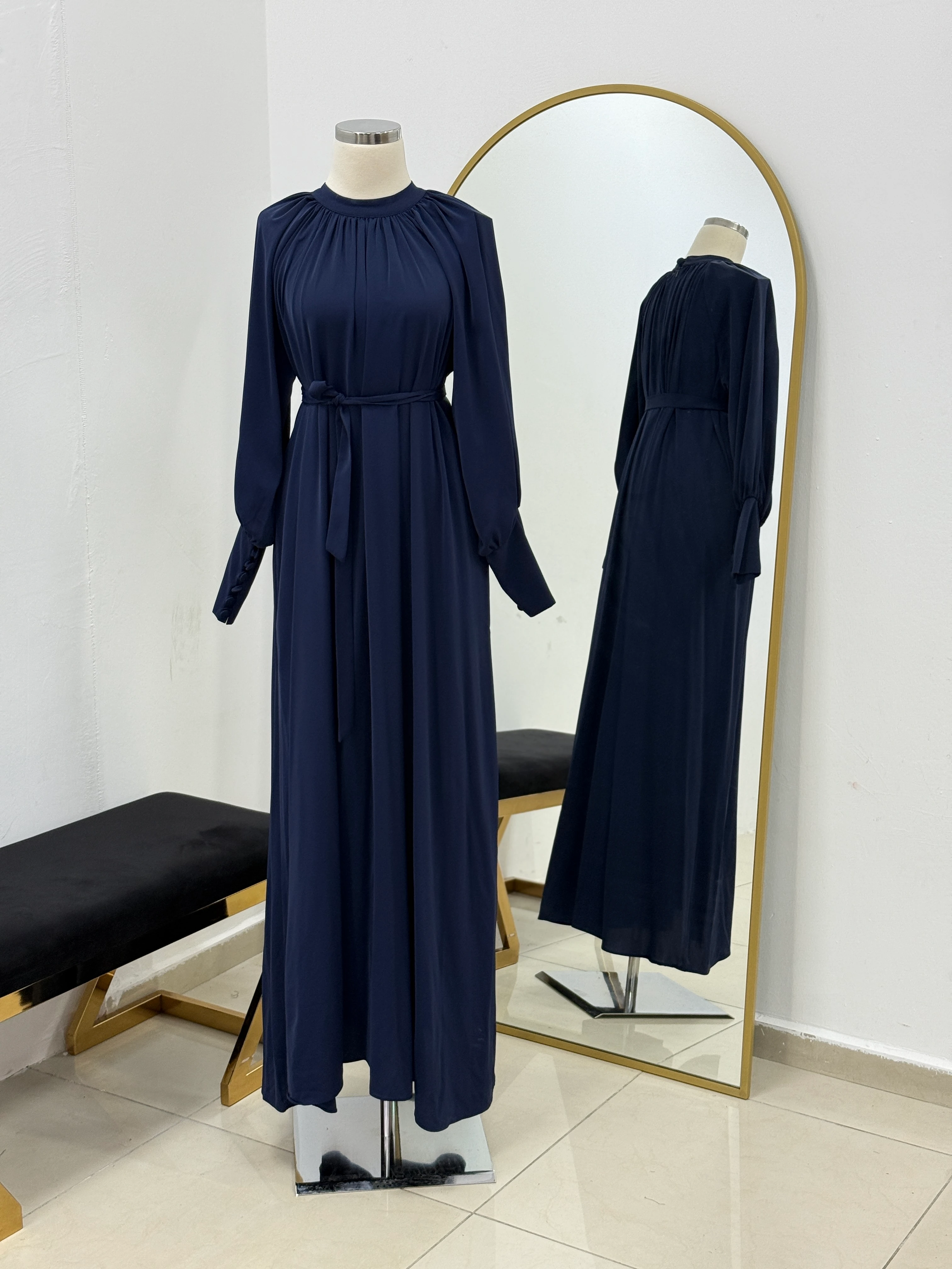 Reglan Kol Büzgülü Elbise 5072 NAVRA | FENDEL - lacivert