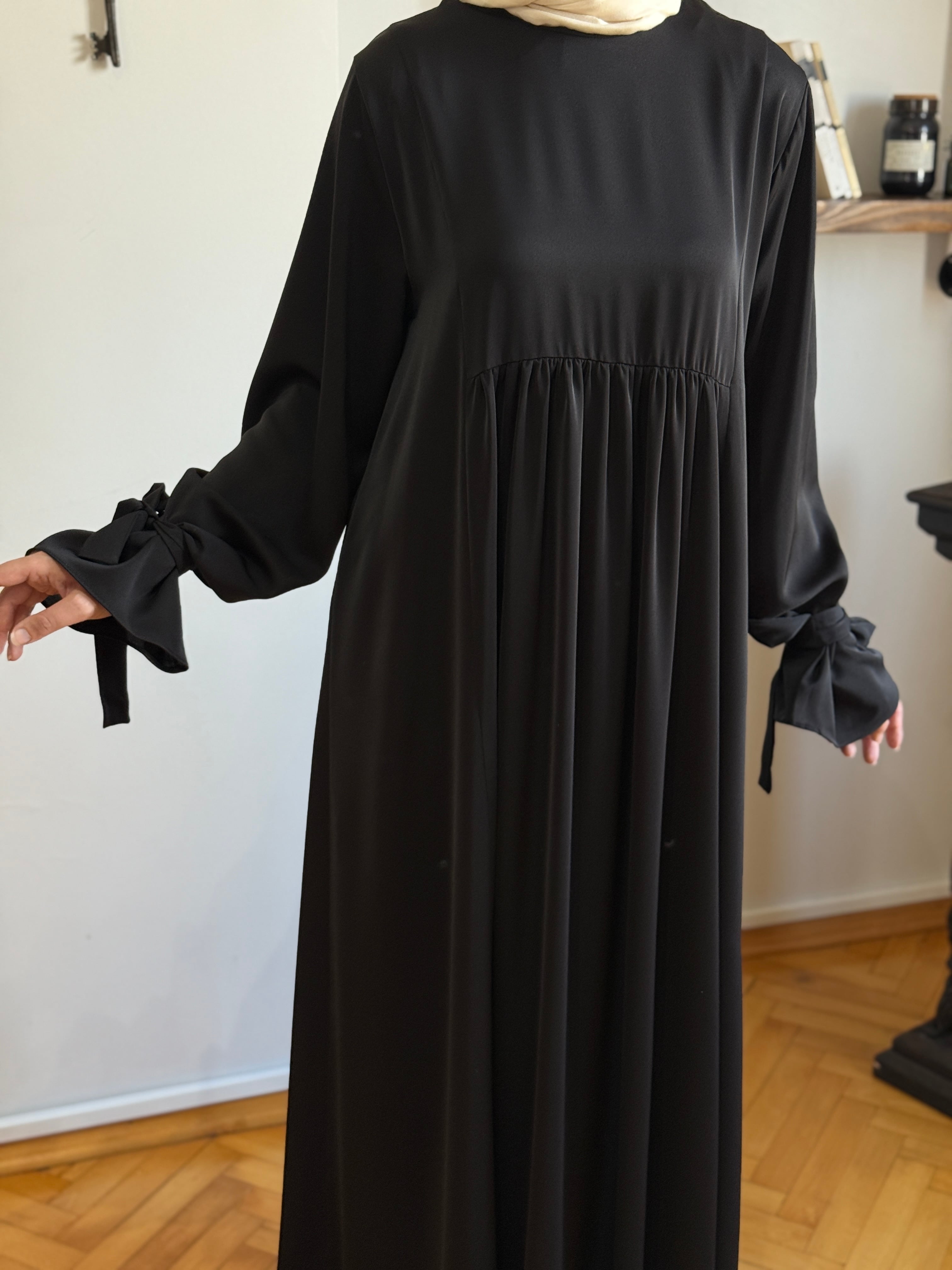 Kol Bağlamalı Oversize Elbise 1001 - siyah