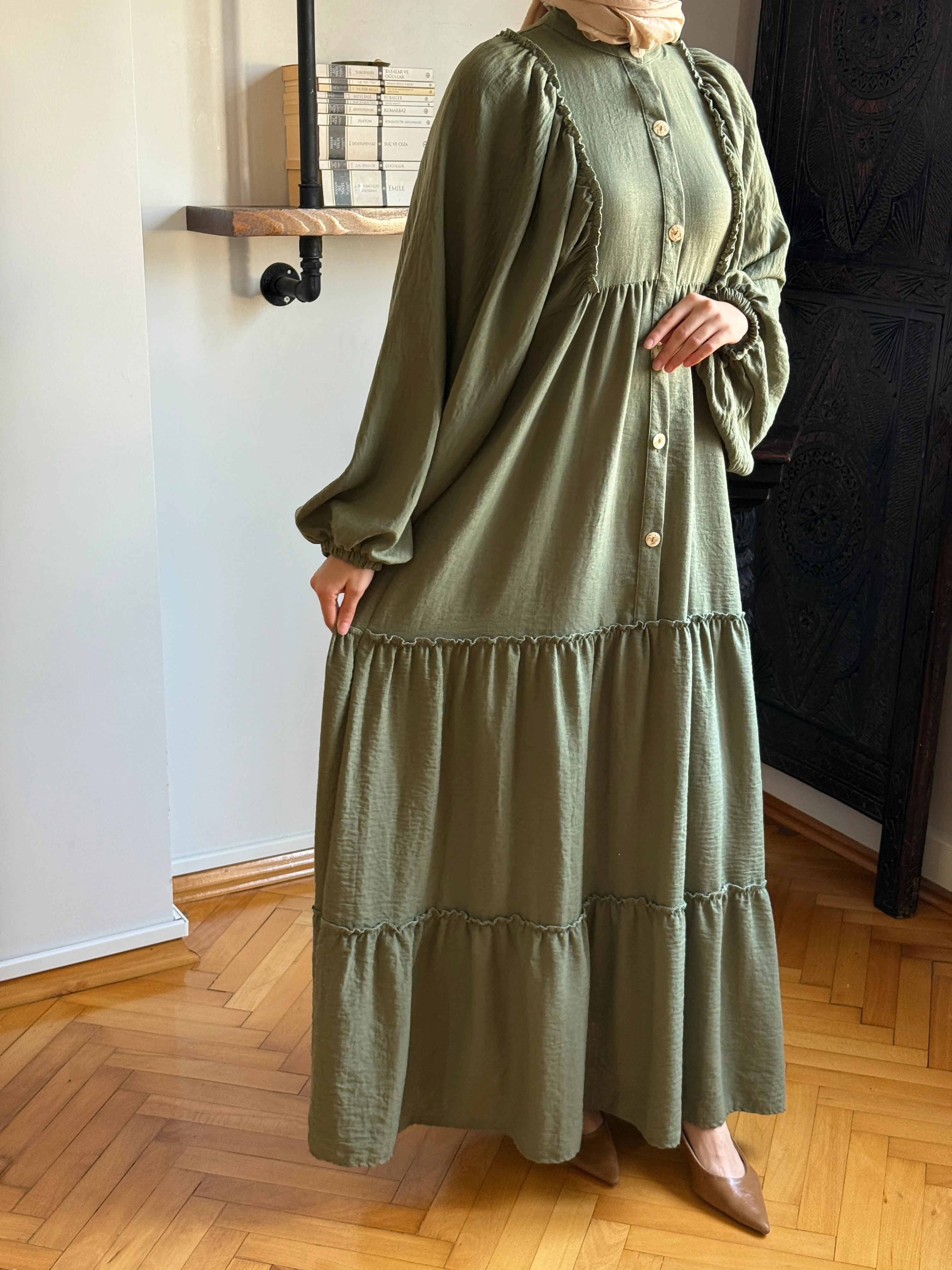 Salaş Büzgülü Keten Elbise 1922 NAVRA | FENDEL