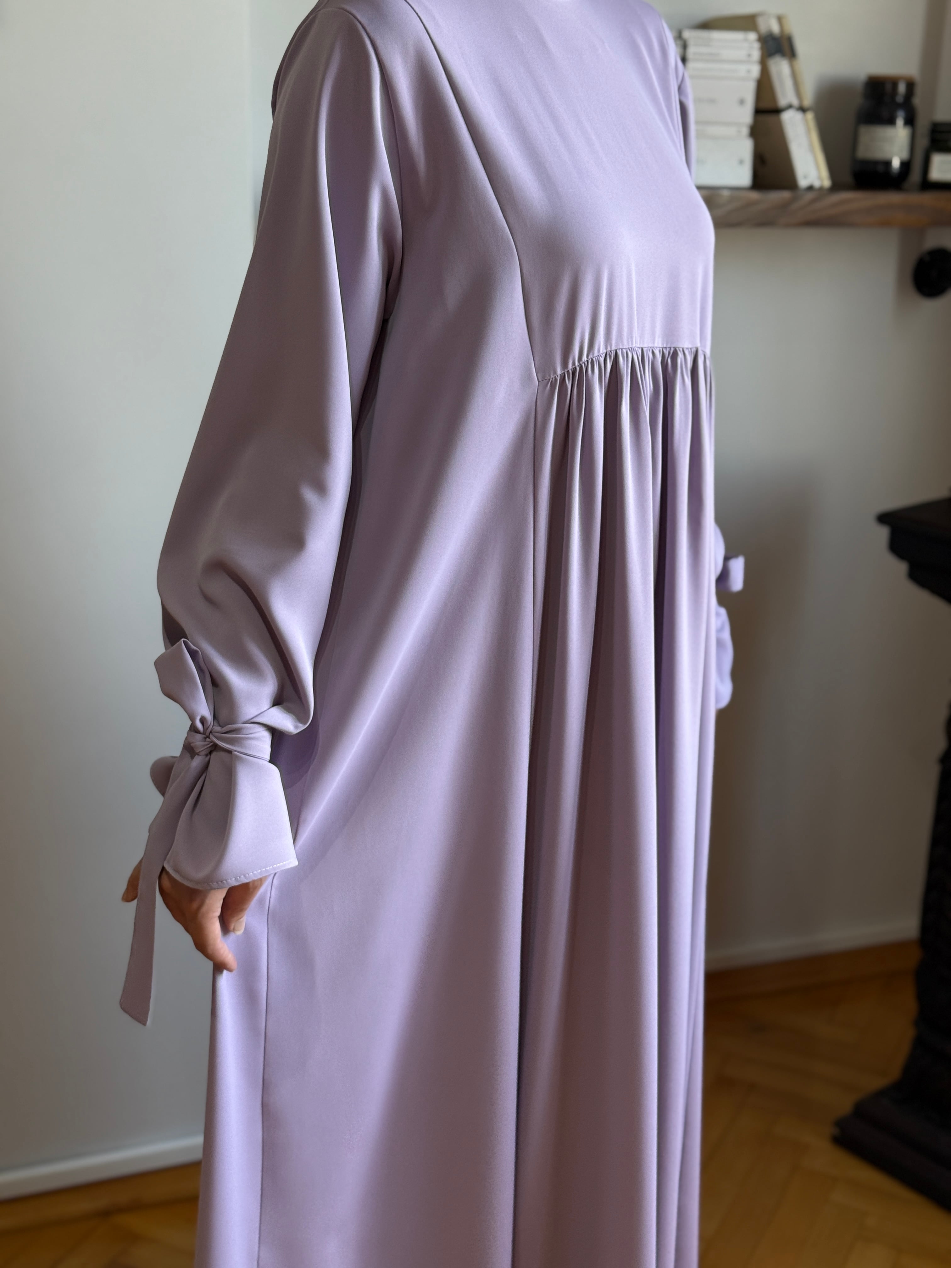 Kol Bağlamalı Oversize Elbise 1001 - lila