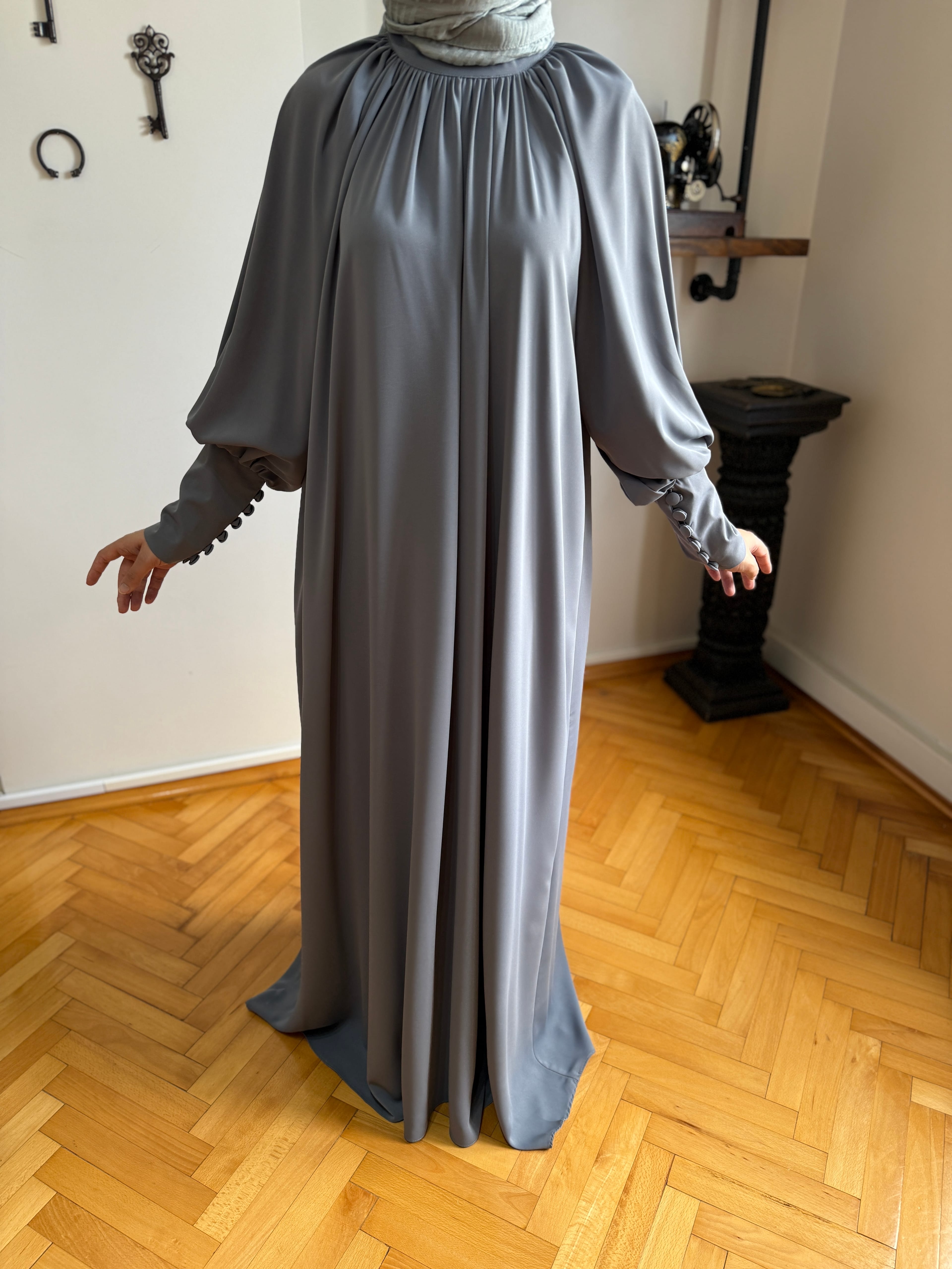Reglan Kol Büzgülü Elbise 5072