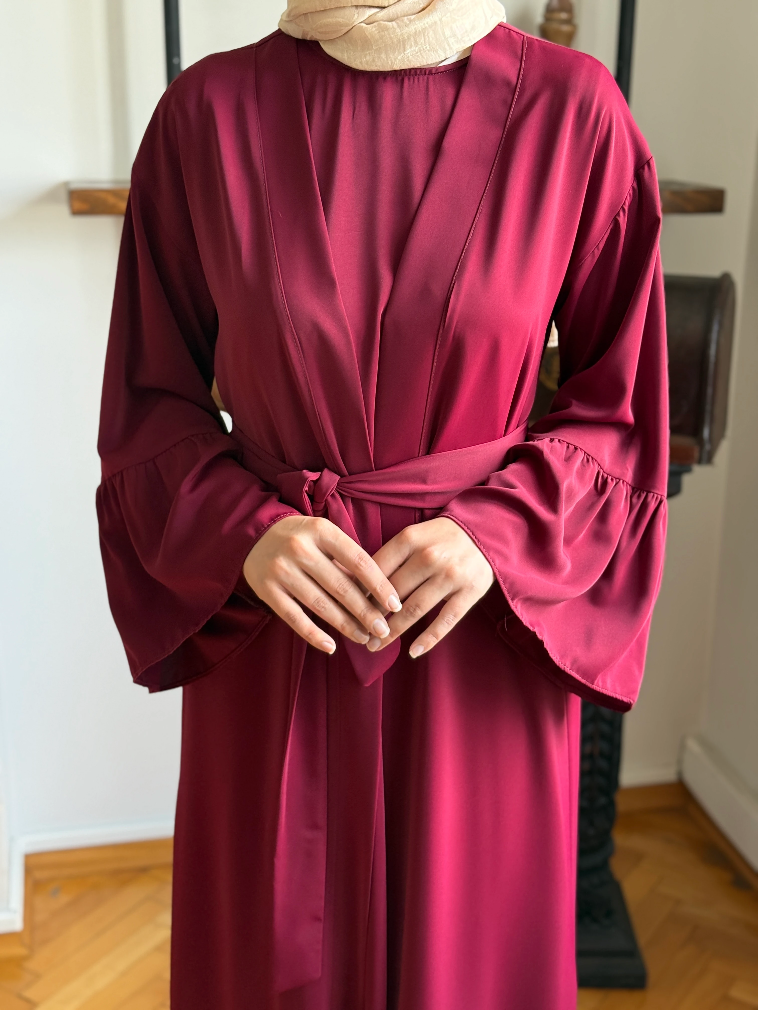 Fırfırlı İkili Oversize Tesettür Takım Abaya 5038 NAVRA | FENDEL